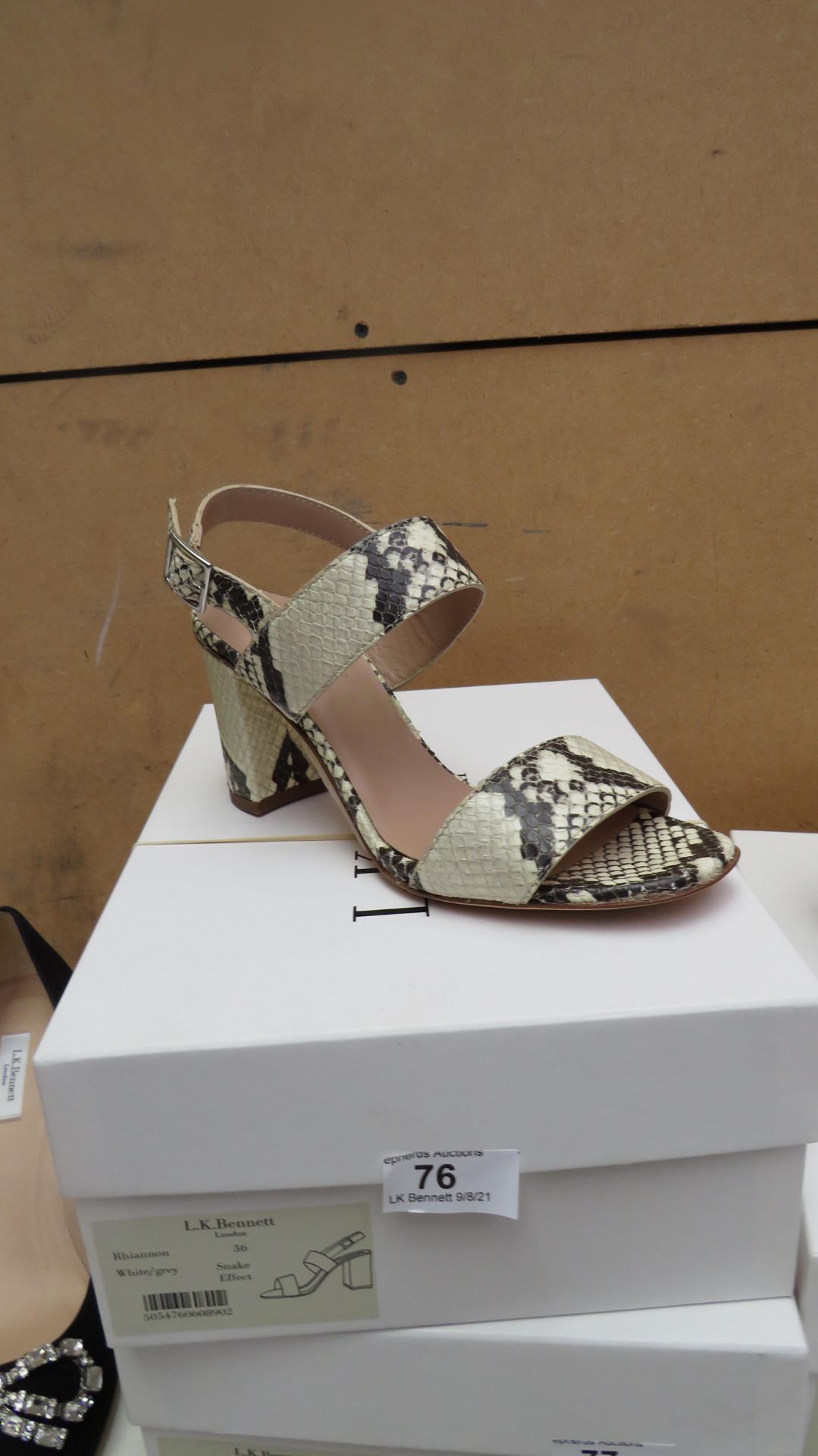 L K Bennett London Rhiannon White/Grey Snake Effect Shoes size 36 RRP £225 new & boxed see image for