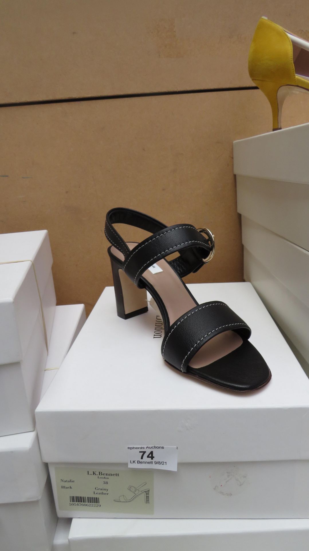 L K Bennett London Natalie Black Grainy Leather Shoes size 38 RRP £225 new & boxed see image for