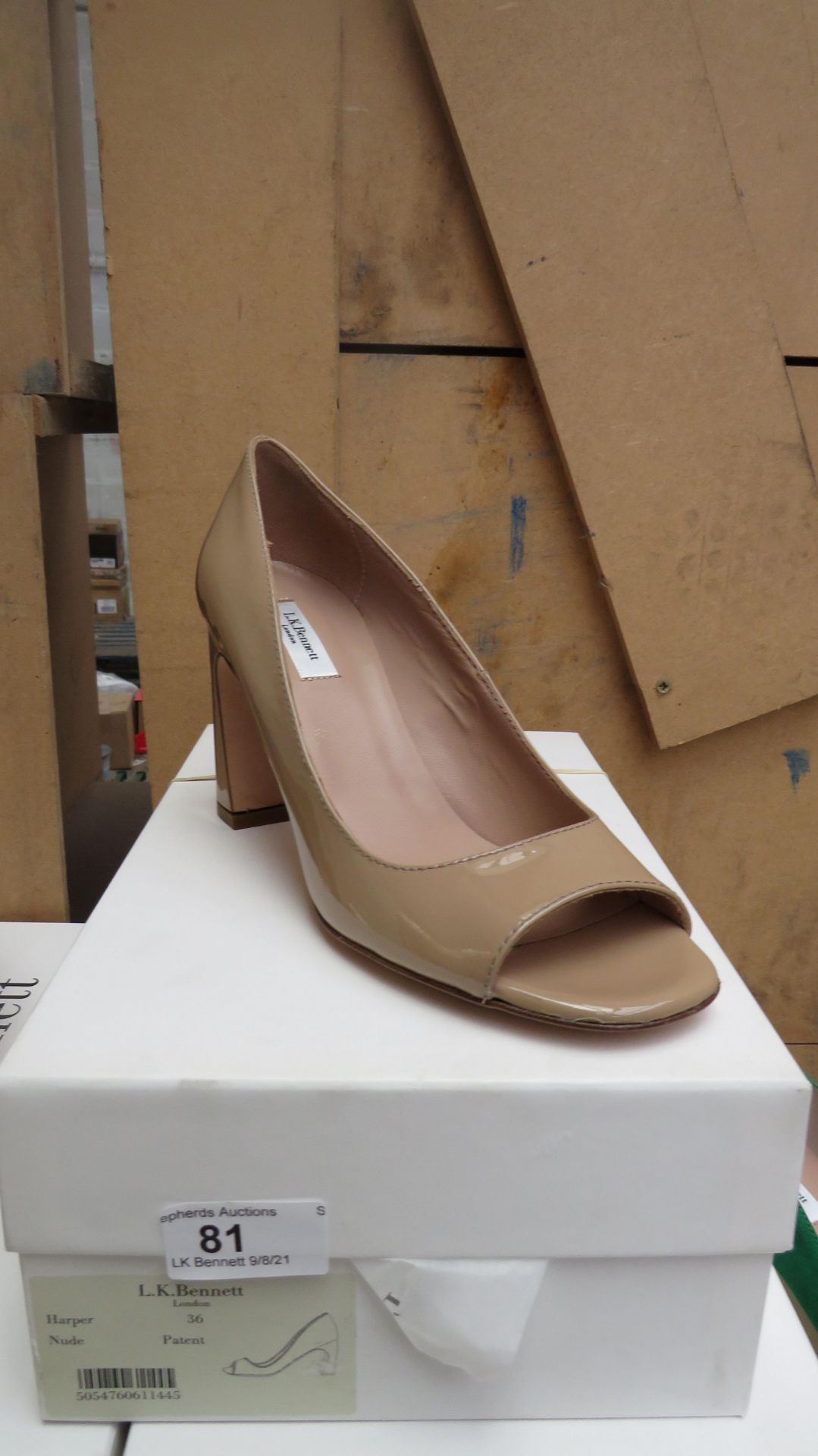 L K Bennett London Harper Nude Patent Shoes size 38 RRP £225 new & boxed see image for design