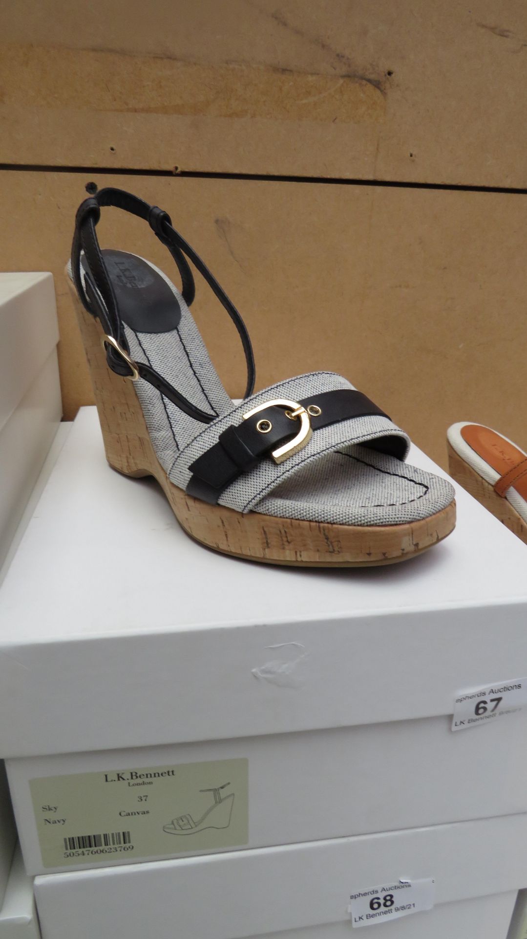 L K Bennett London Sky Navy Canvas Shoes size 37 RRP £225 new & boxed see image for design