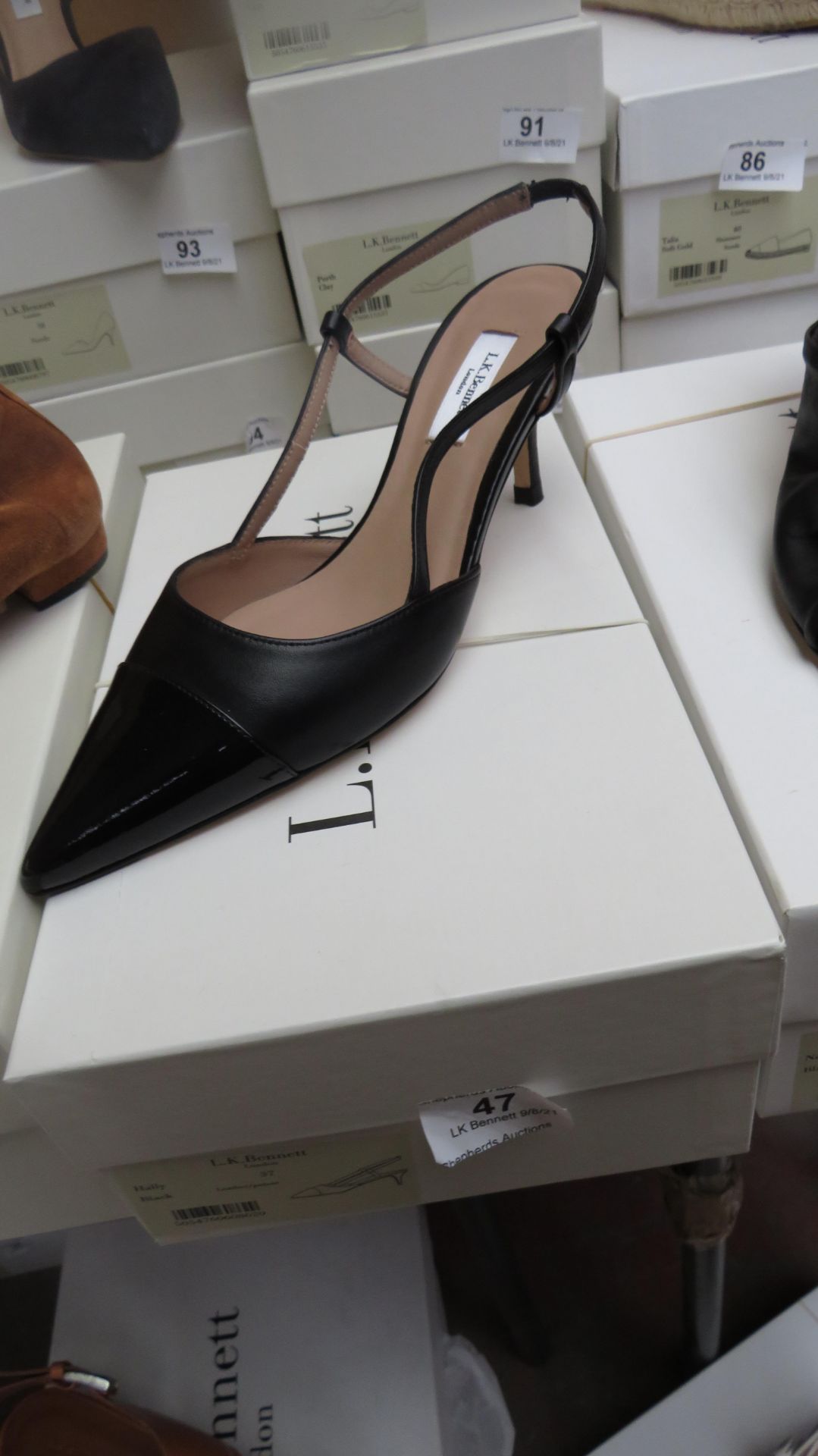 L K Bennett London Hally Black Leather/Patent  Shoes size 37 RRP £195 new & boxed see image for