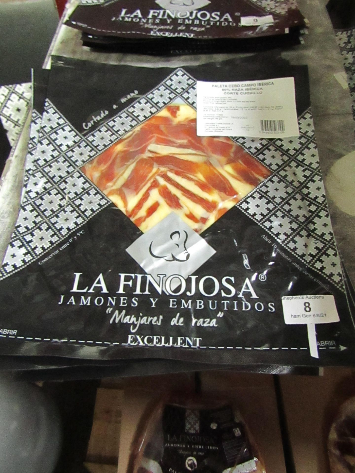 10 x La Finojosa 100g packets Sliced Iberian cured ham in slices. BB 18.3.22 RRP £16.25 per packet