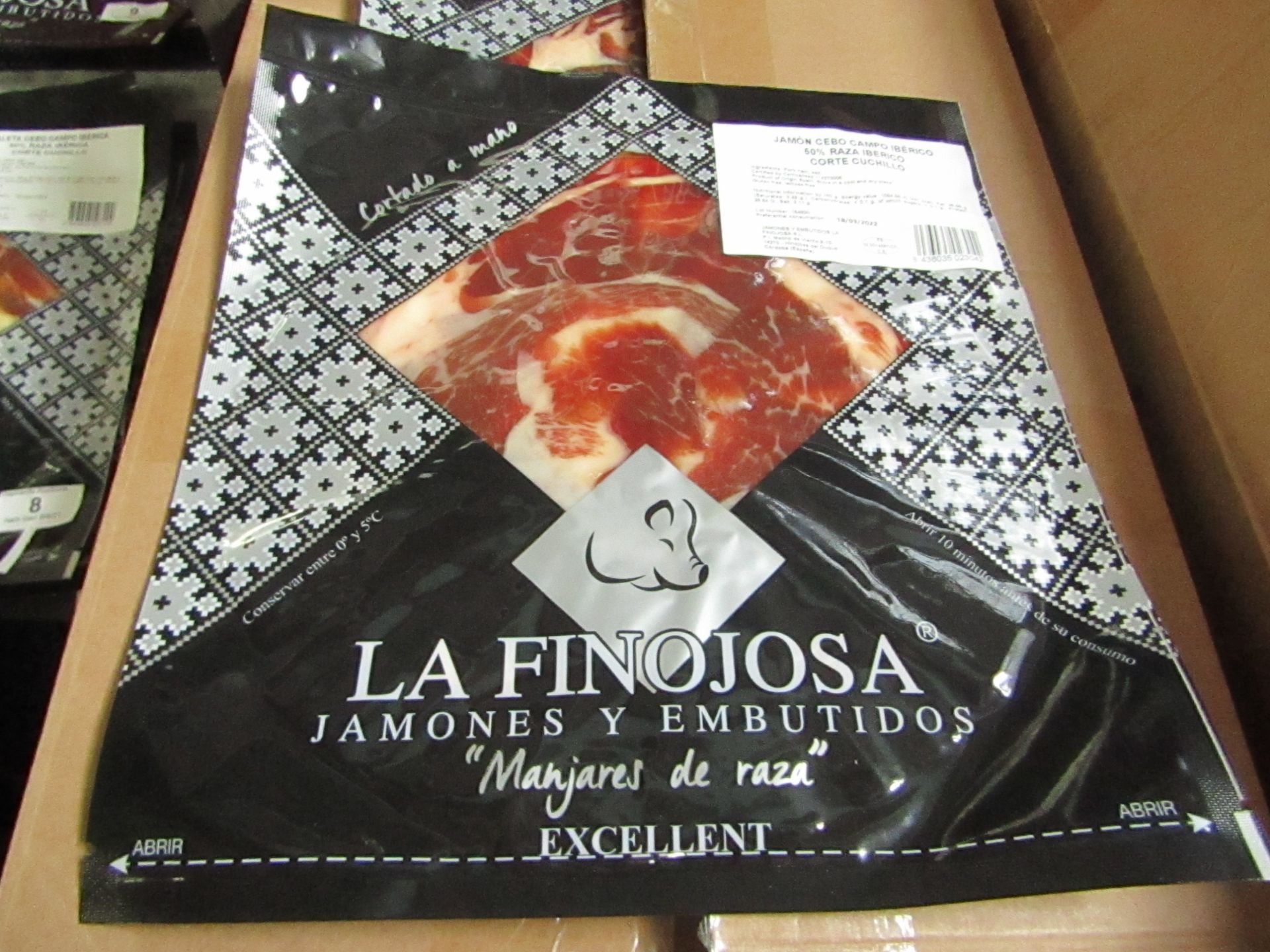 10 x La Finojosa 100g packets Sliced Iberian cured ham in slices. BB 18.3.22 RRP £16.25 per packet