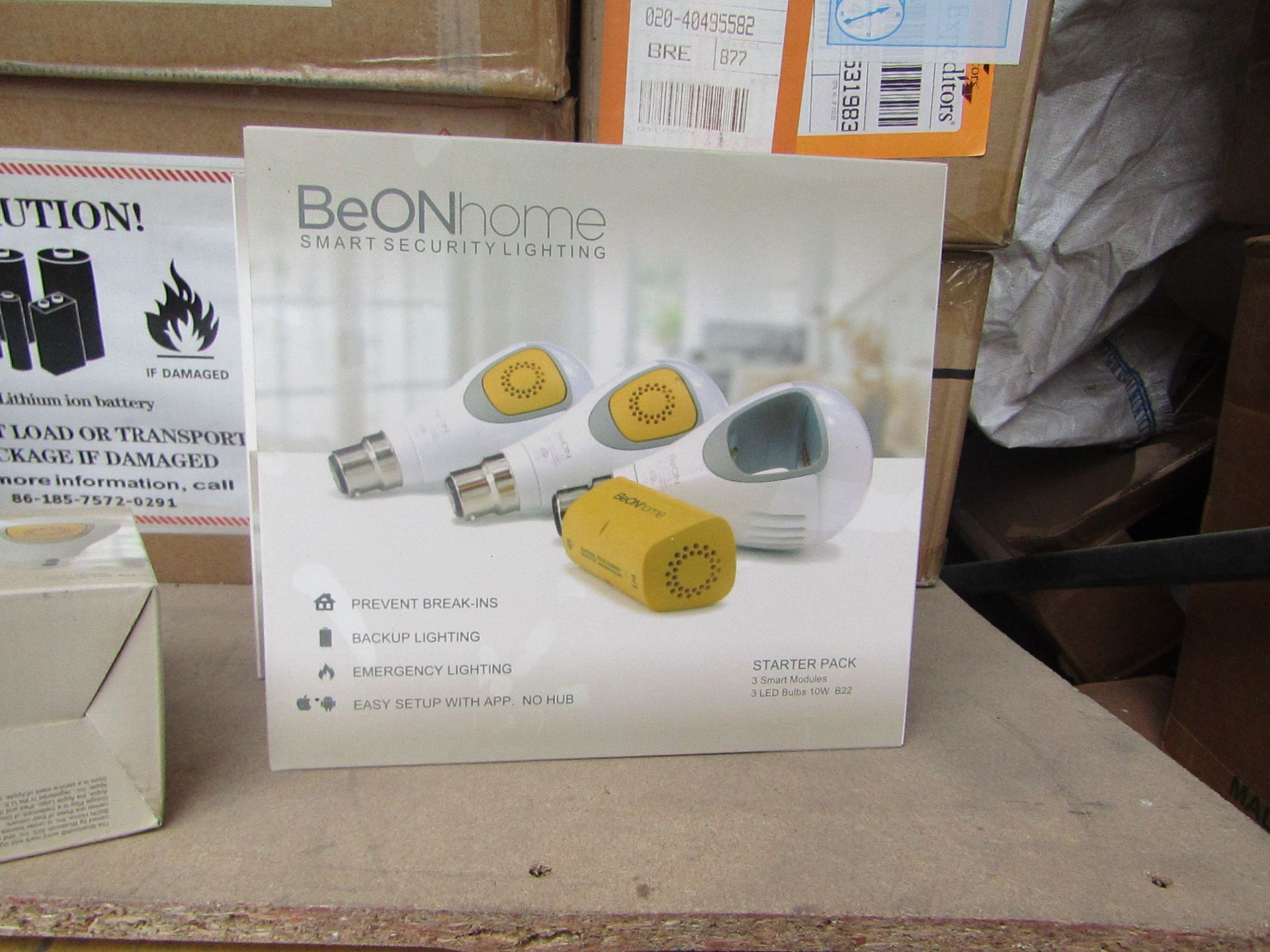 12x BeON Home smart light bulb starter pack includes 3 smart modules and 3 B22 LED bulbs, with a