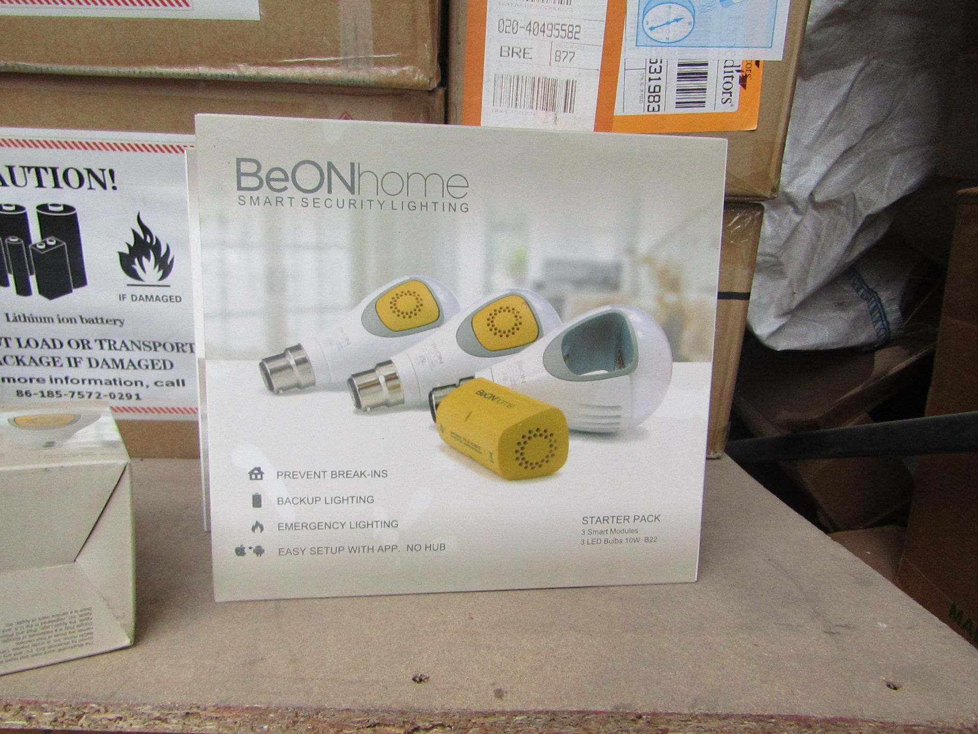 12x BeON Home smart light bulb starter pack includes 3 smart modules and 3 B22 LED bulbs, with a