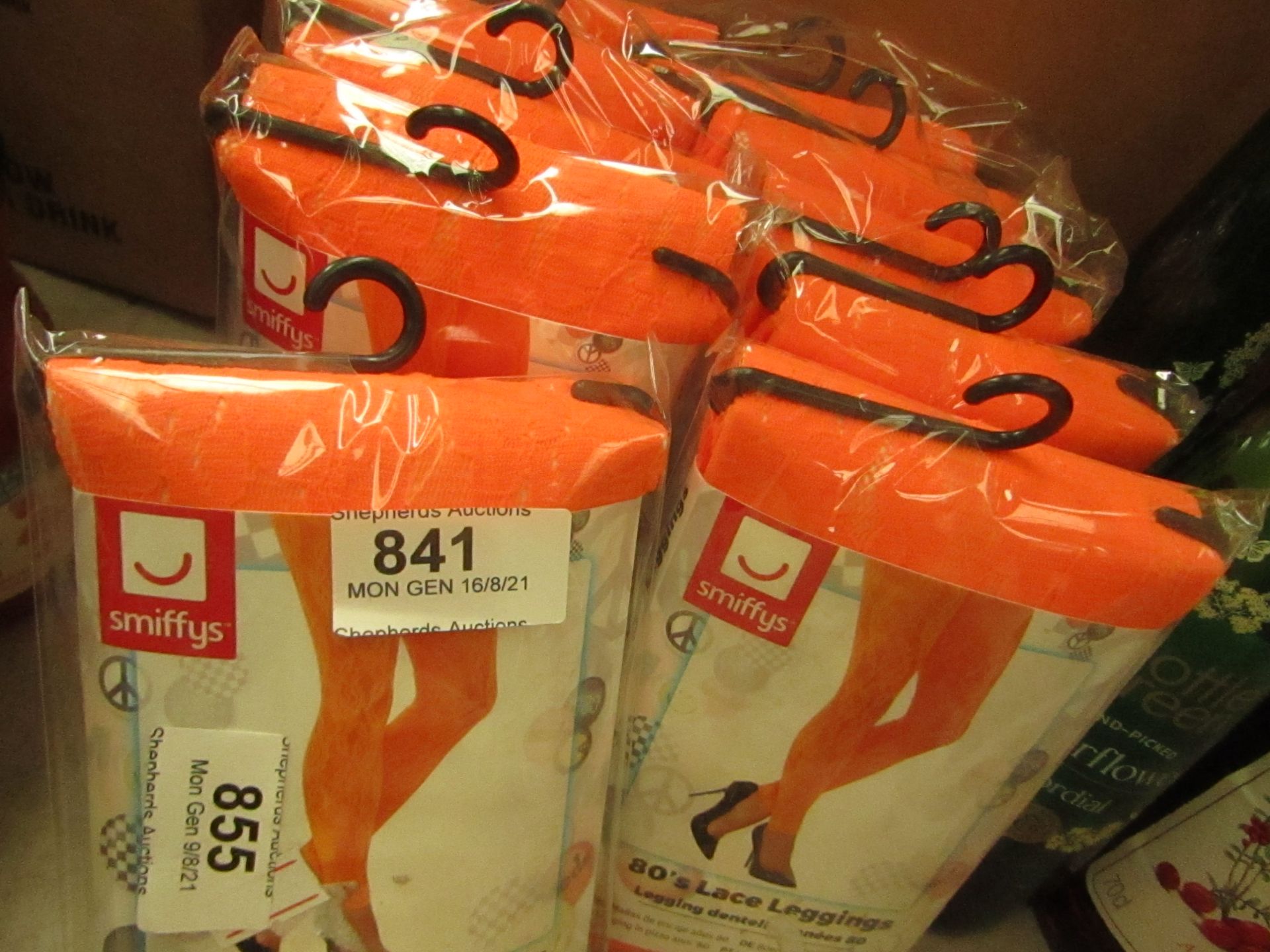 6x Smiffys - 80's Orange Lace Leggings - New & Packaged.