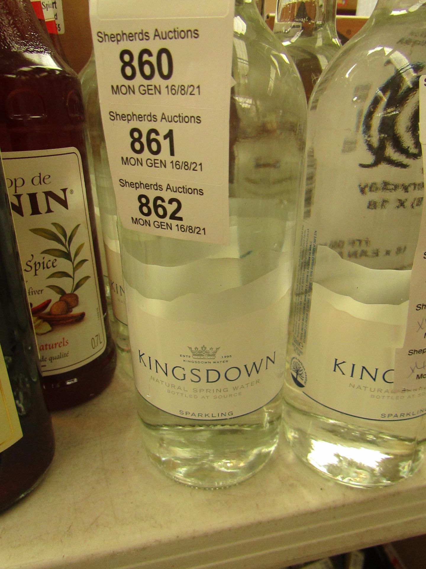 2x Kingsdown - Natural Spring Sparkling Water - 750ml Glass Bottles - New.