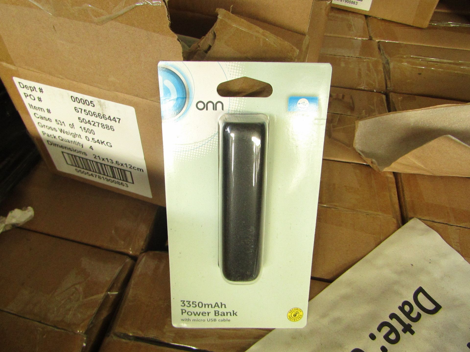 | 5x | ONN 3350MAH BOX OF 4 POWER BANK WITH MICRO USB CABLE | NEW & BOXED | NO ONLINE RESALE | SKU