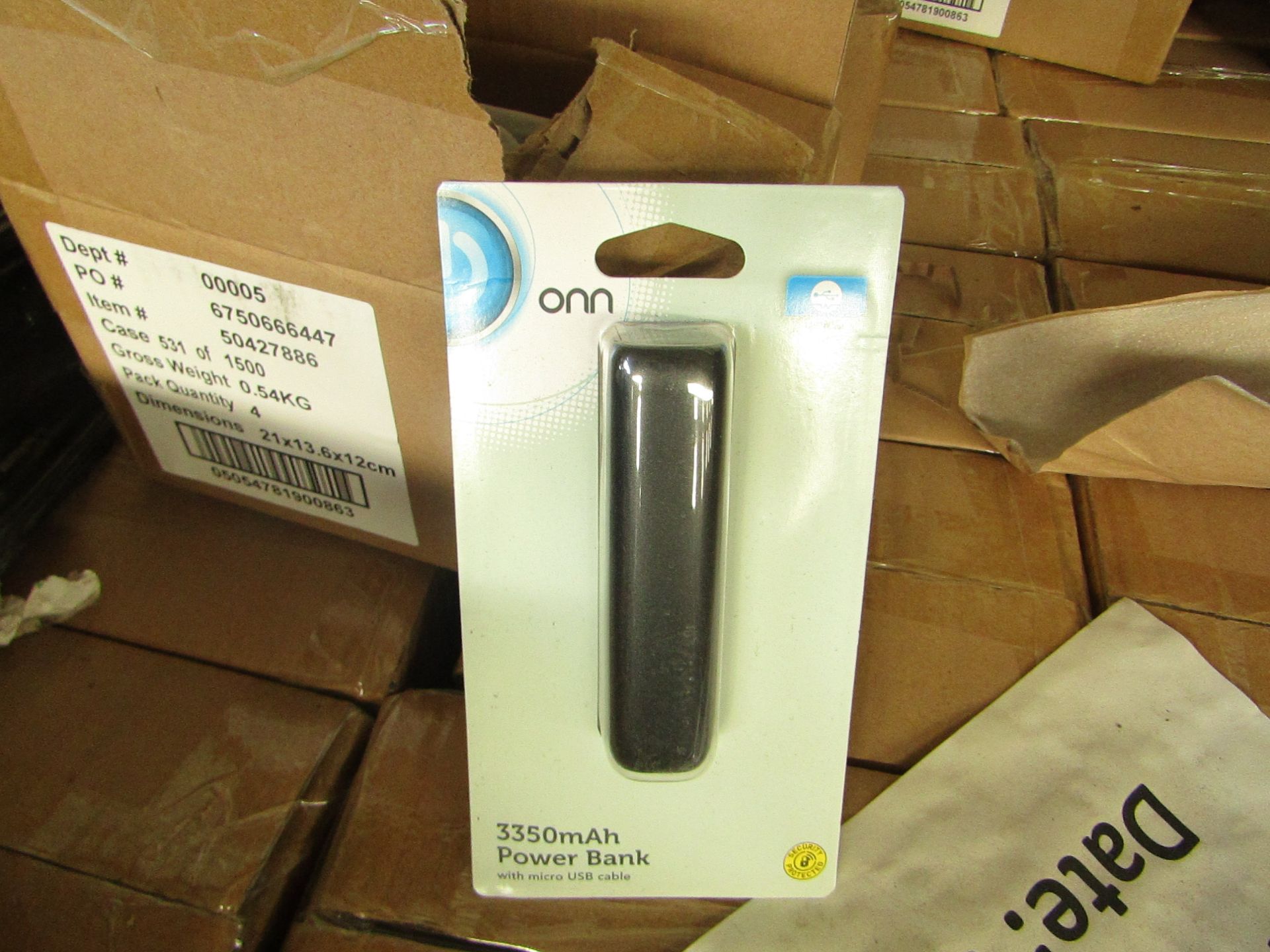 | 5x | ONN 3350MAH BOX OF 4 POWER BANK WITH MICRO USB CABLE | NEW & BOXED | NO ONLINE RESALE | SKU