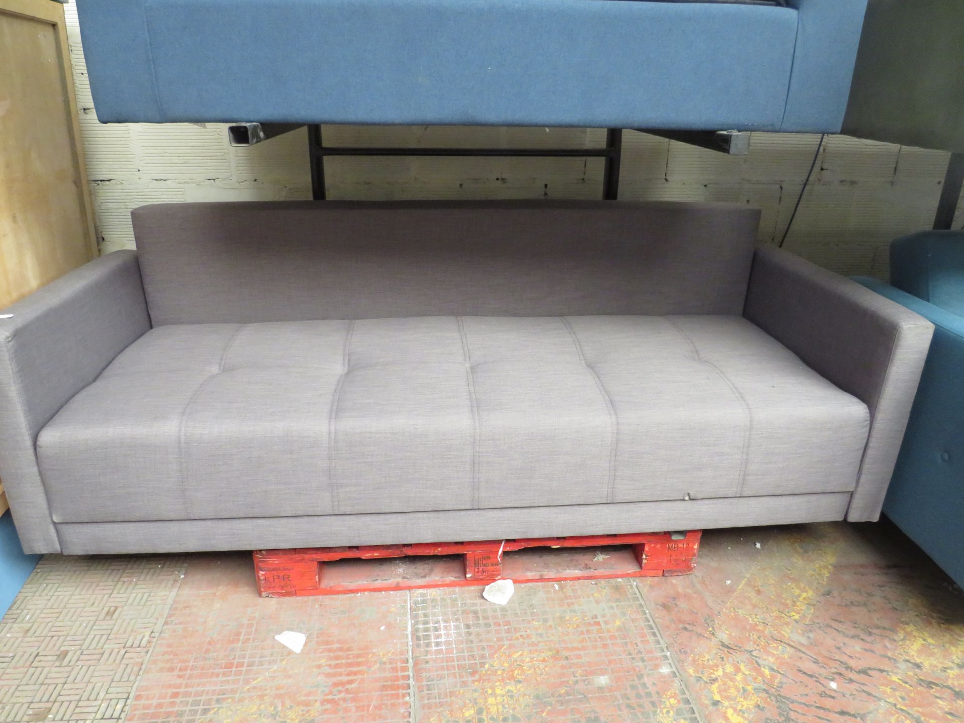 | 1X | MADE.COM CHOU CLICK CLACK SOFA BED WITH STORAGE, CYGNET GREY | HAS A SMALL SLIT AT THE BOTTOM