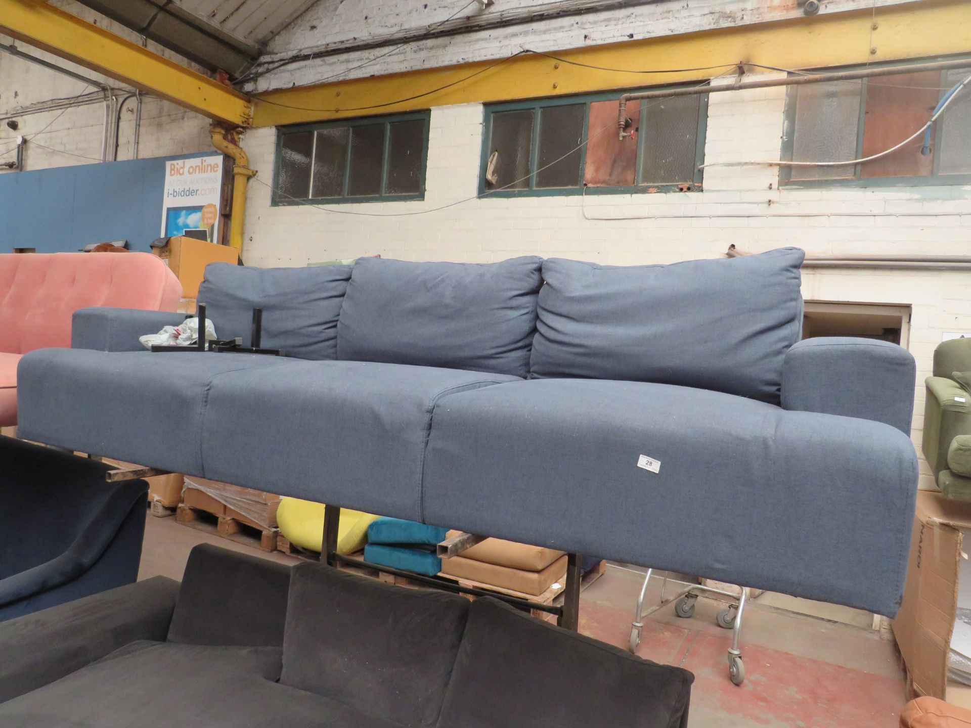 | 1X | MADE.COM OSKAR 3 SEATER SOFA, AEGEAN BLUE | NO VISIBLE DAMAGE (NO GUARANTEE) WITH FEET |