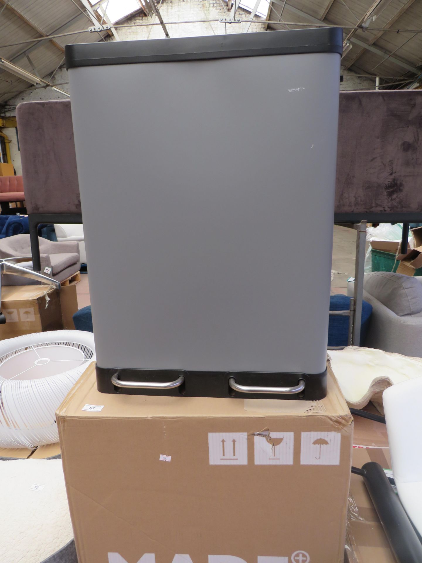 | 1X | MADE.COM COLTER 60L SOFT CLOSE DOUBLE RECYCLING BIN DARK GREY | UNCHECKED & BOXED | RRP £