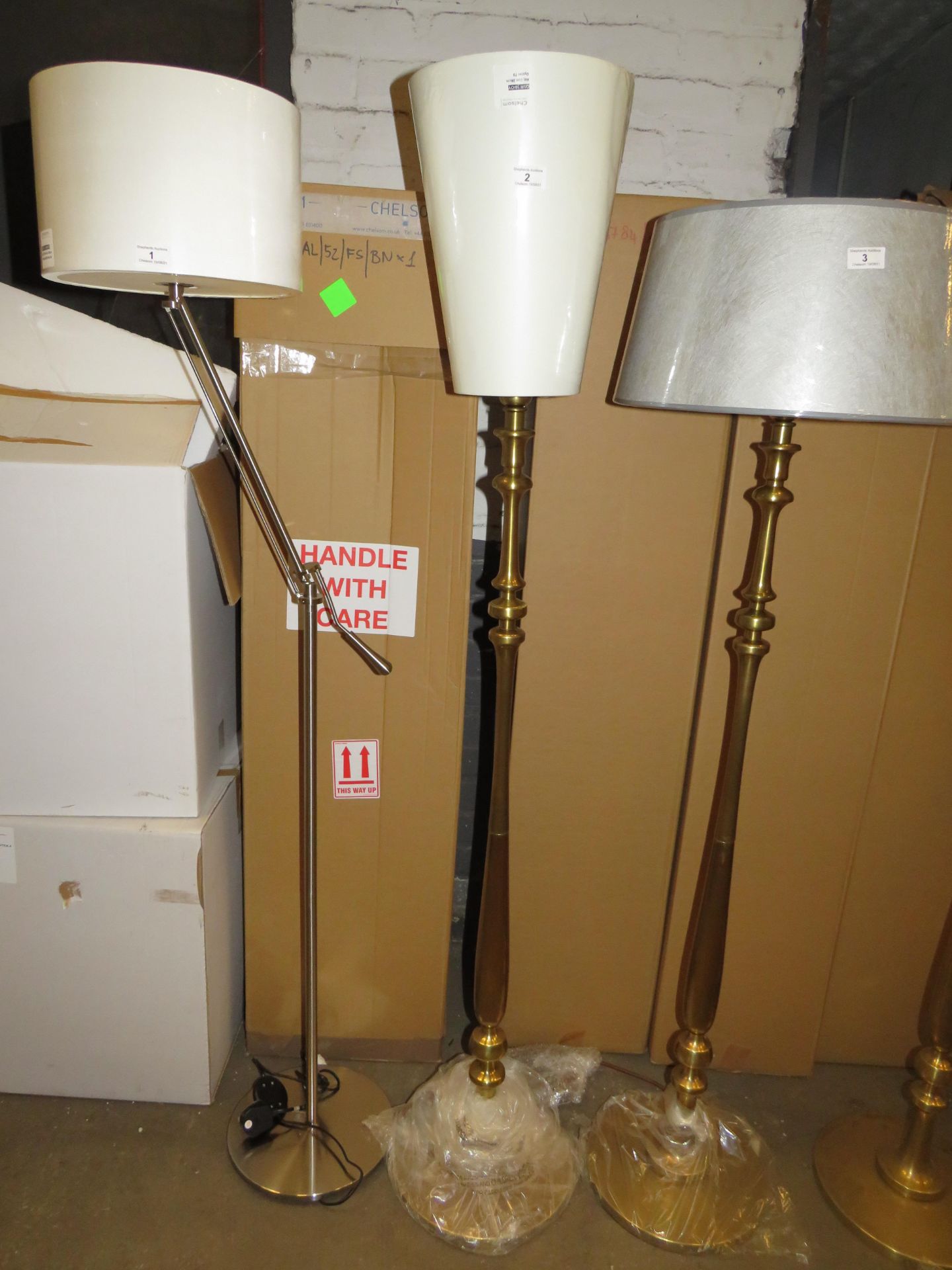 Chelsom - Vintage Style Gold Floor Lamp - E27 Bulb - 1300mm Tall - (Has Been Paired With Non