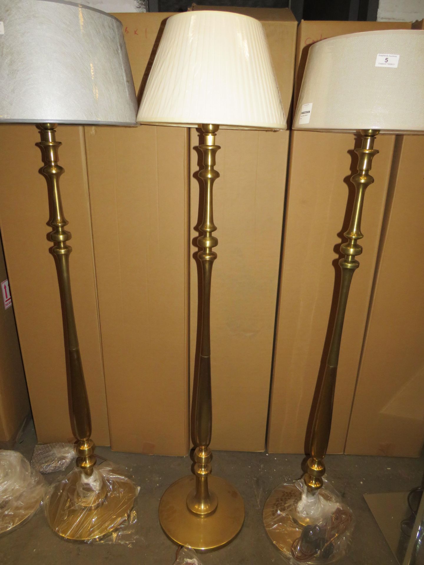 Chelsom - Vintage Style Gold Floor Lamp - E27 Bulb - 1300mm Tall - (Has Been Paired With Non