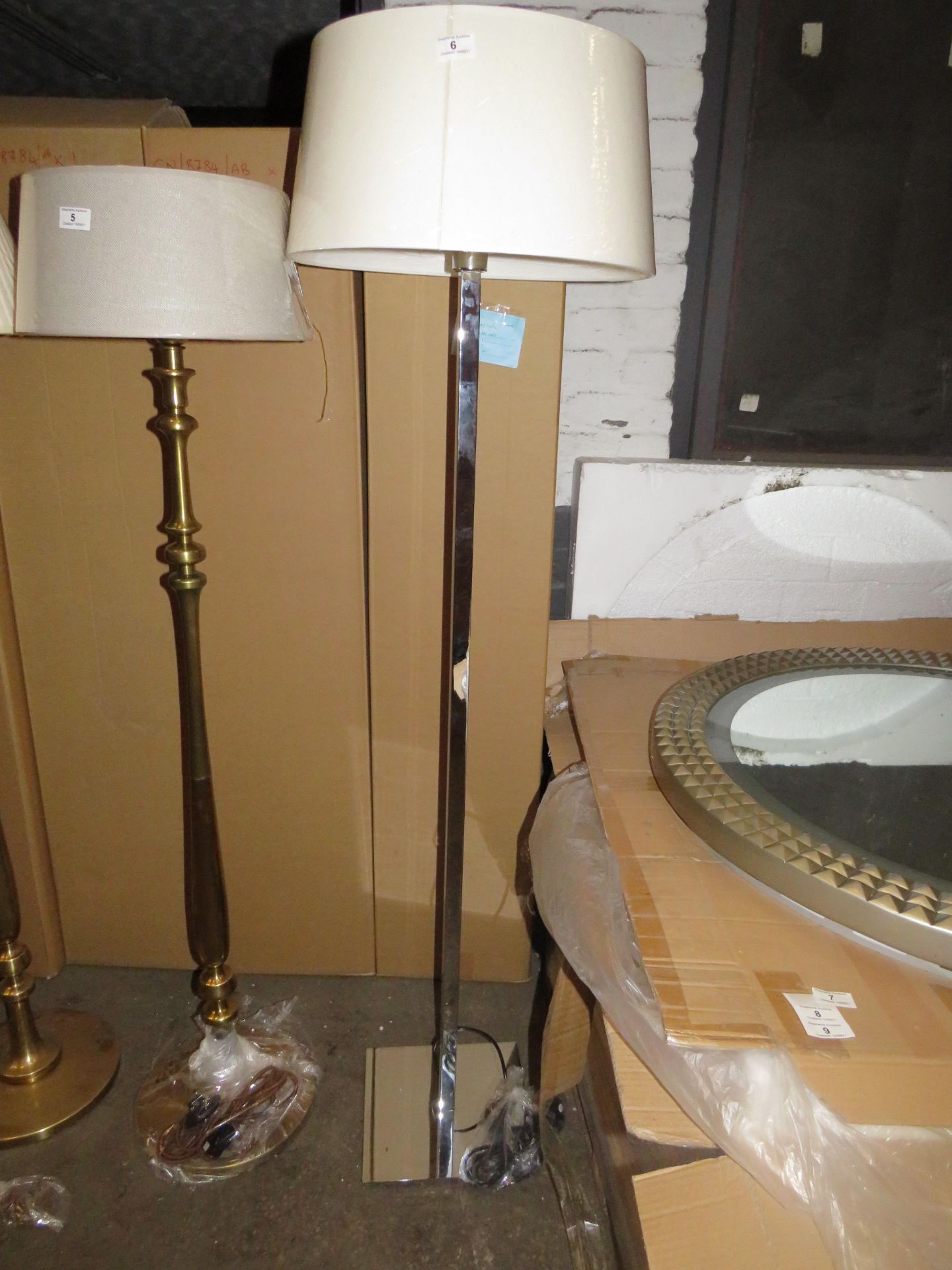 Chelsom - Square Chrome Style Floor Lamp - E27 Bulb - 1400mm Tall - (Has Been Paired With Non