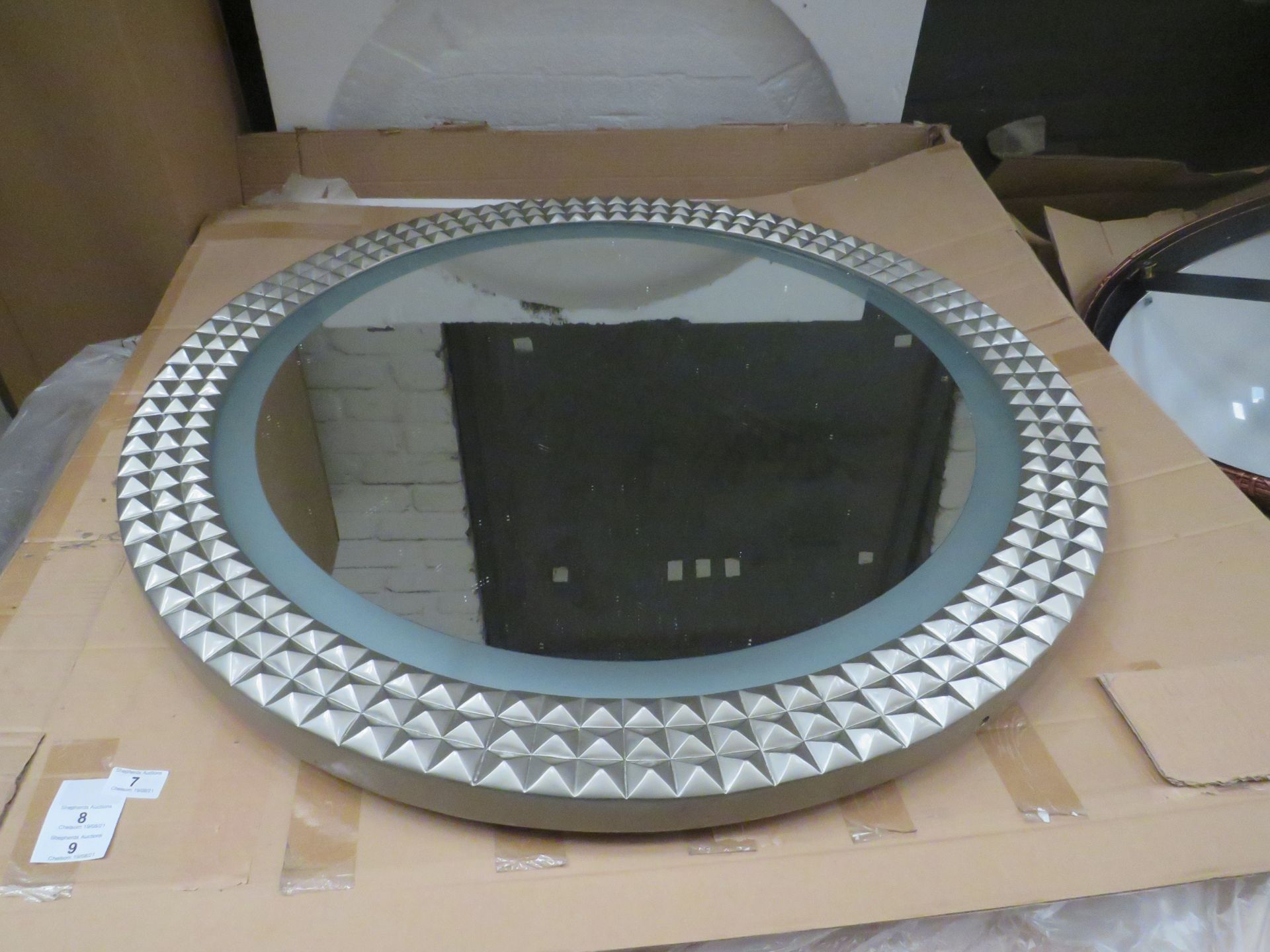 Chelsom - Large LED Mirror Textured Edge Design - Diamenter 930mm - Good Condition & Boxed.