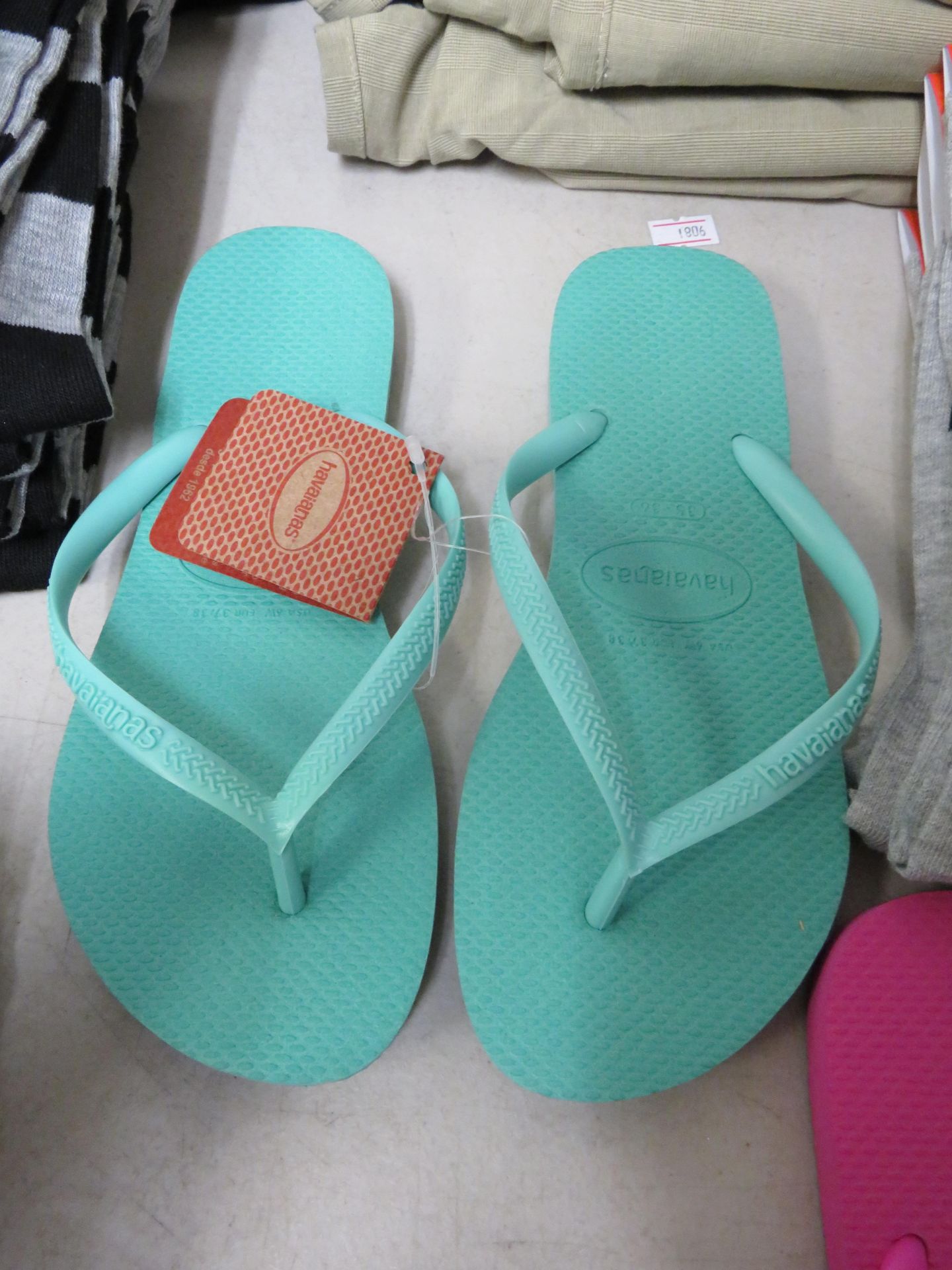 Pink Havianas Teal Flip Flops, New Size Eu 35/36