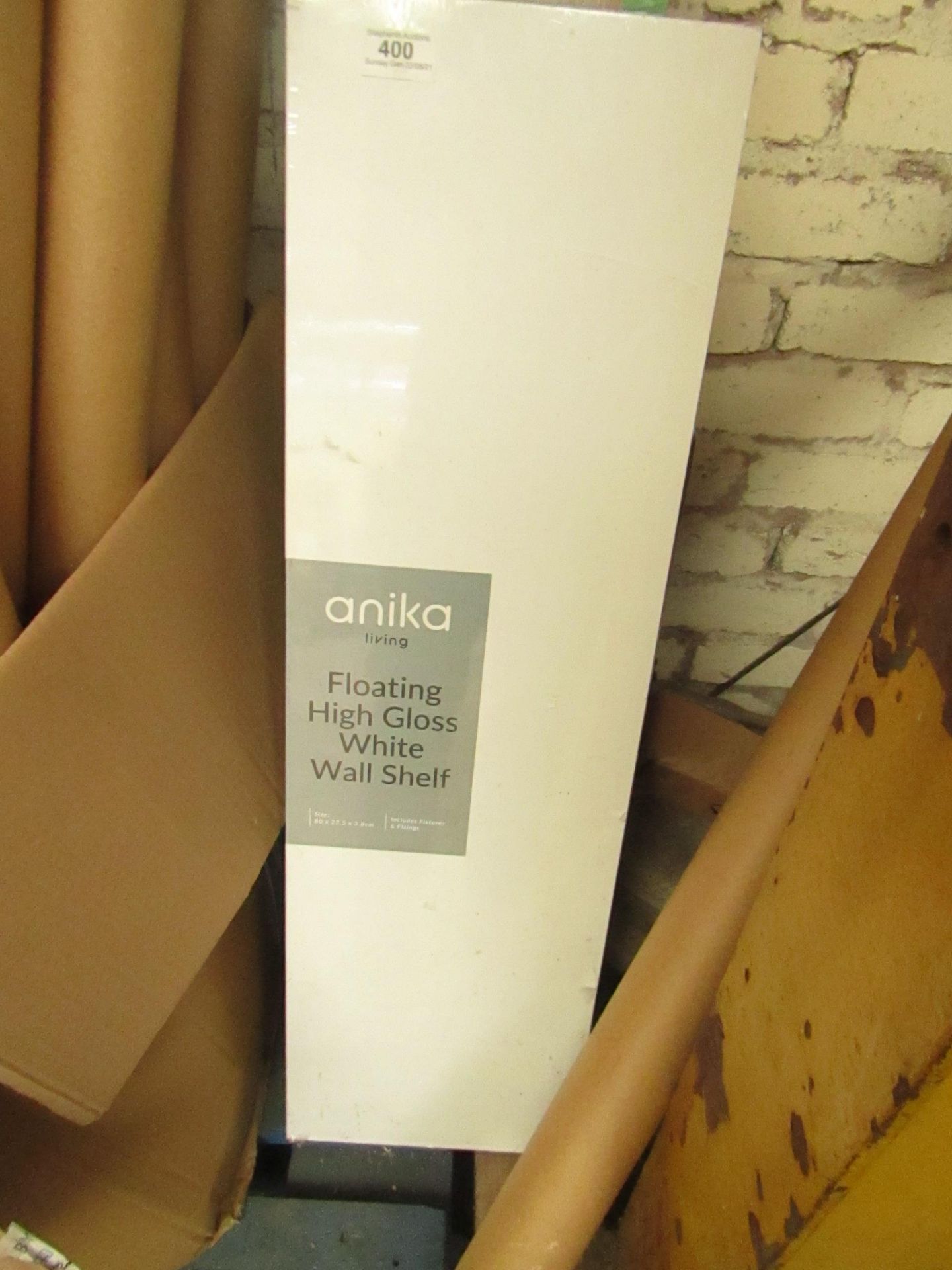 Anika Living - Floating High Gloss White Wall Shelf - Looks Unused & Packaged.