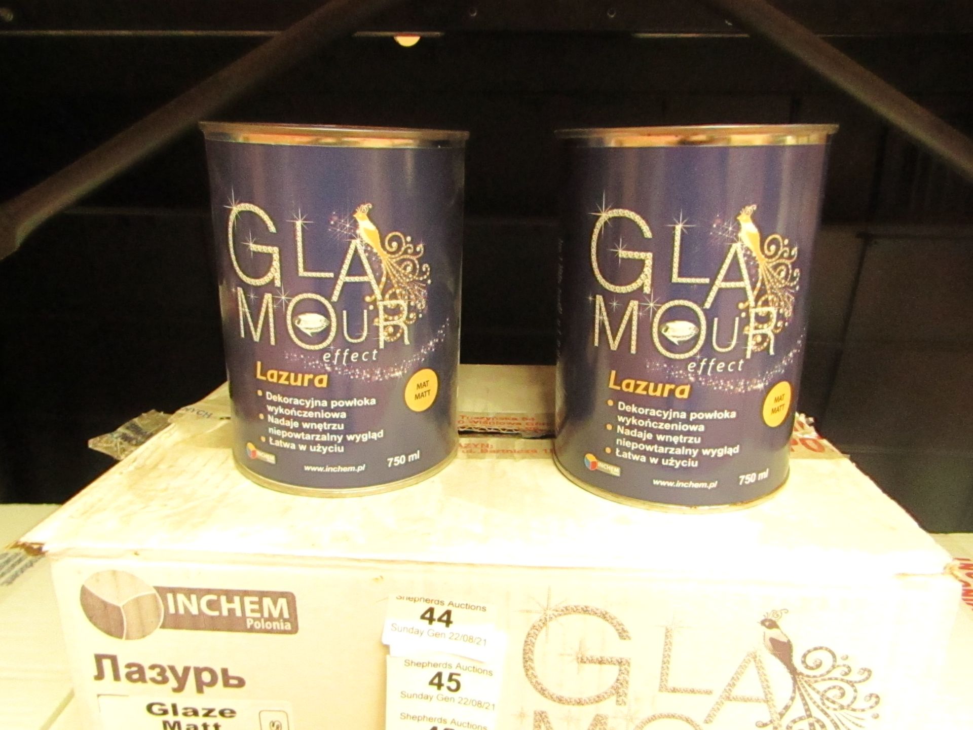 Glamour - Glaze Matt Paint (6x 750ml Per Box) - BBD 08-03-19 - Unused & Boxed.