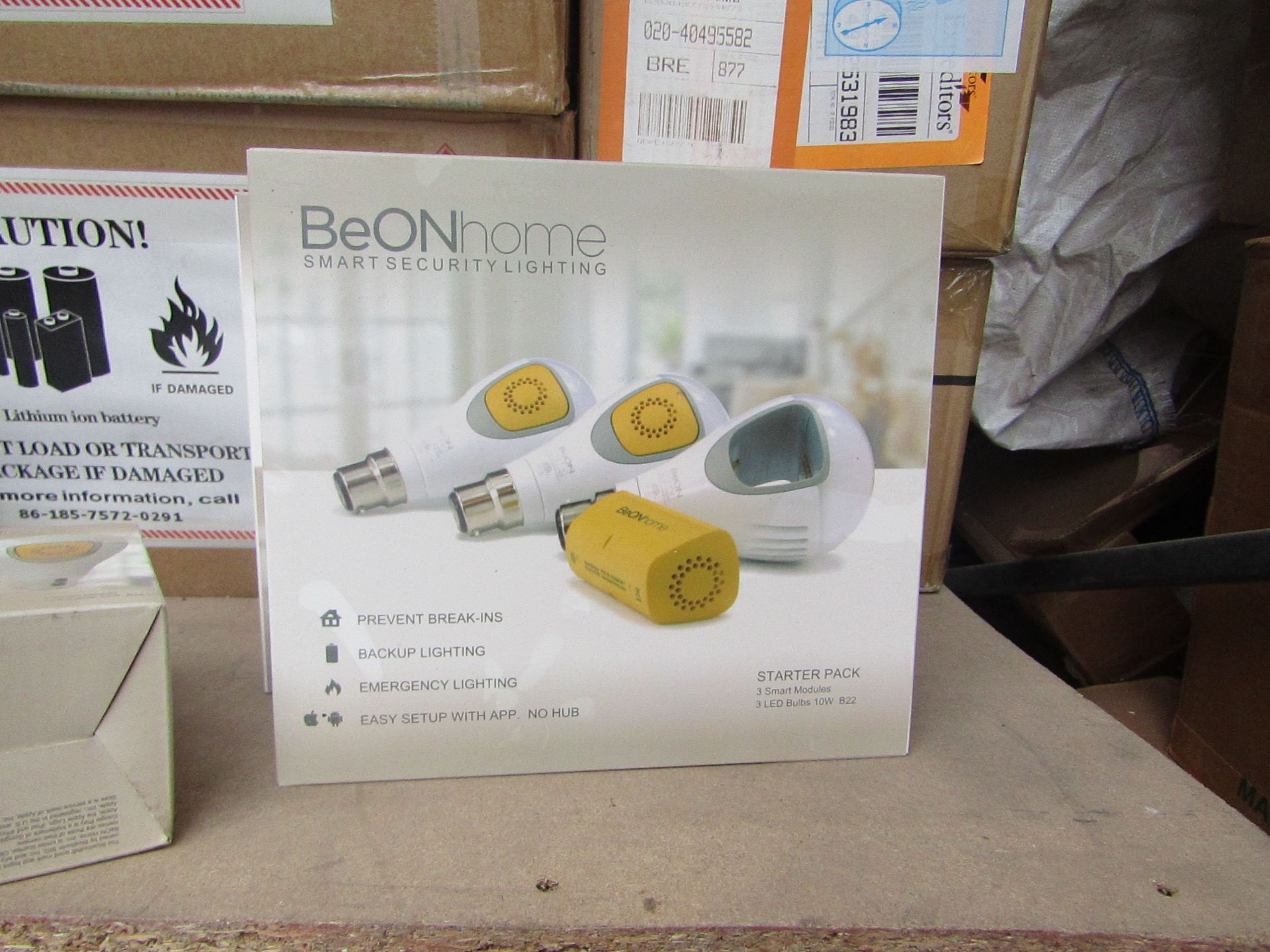 12x BeON Home smart light bulb starter pack includes 3 smart modules and 3 B22 LED bulbs, with a