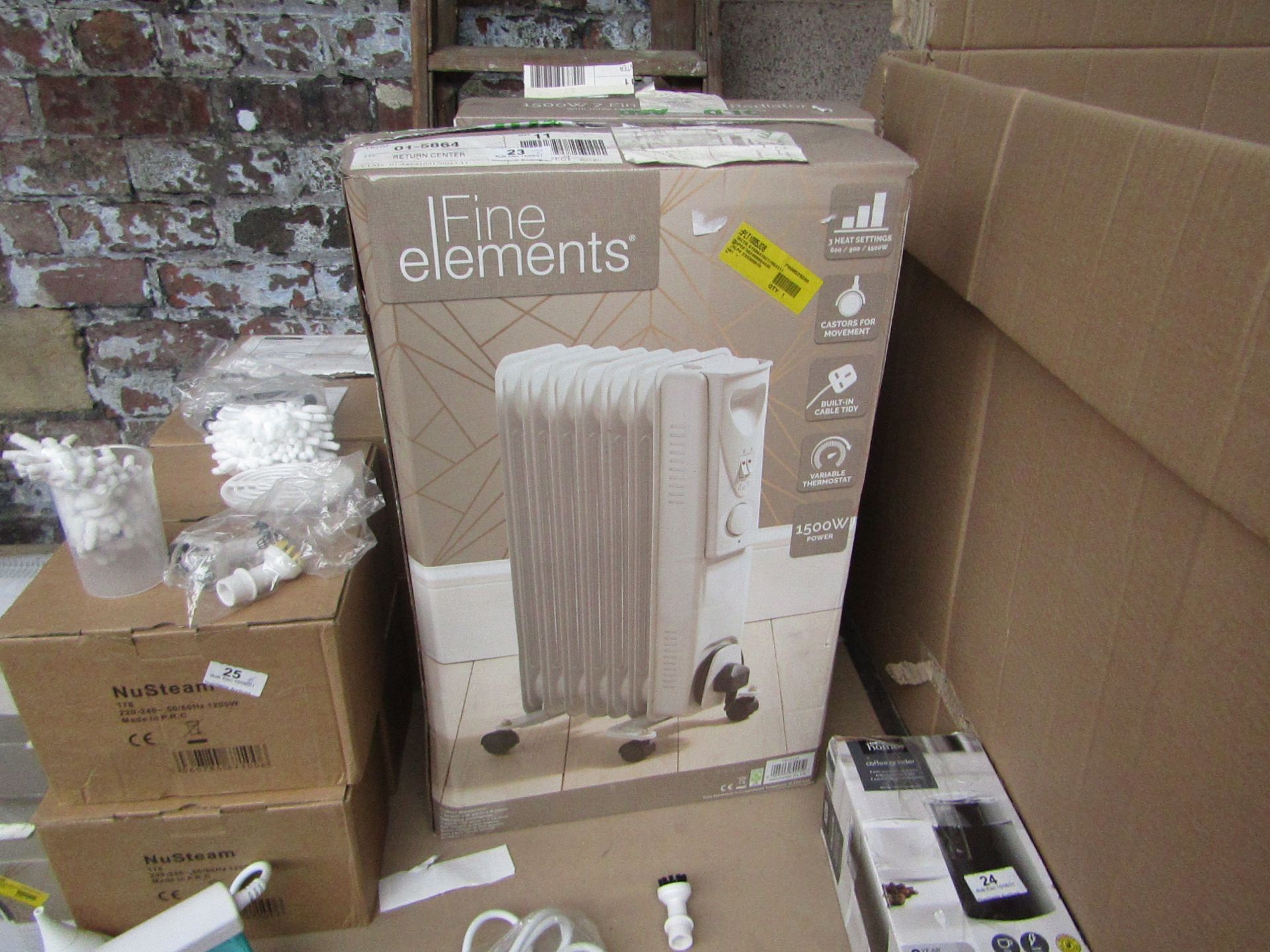 | 2X | FINE ELEMENTS 650W 5 FIN OIL FILLED RADIATOR | UNCHECKED & BOXED | NO ONLINE RESALE | SKU