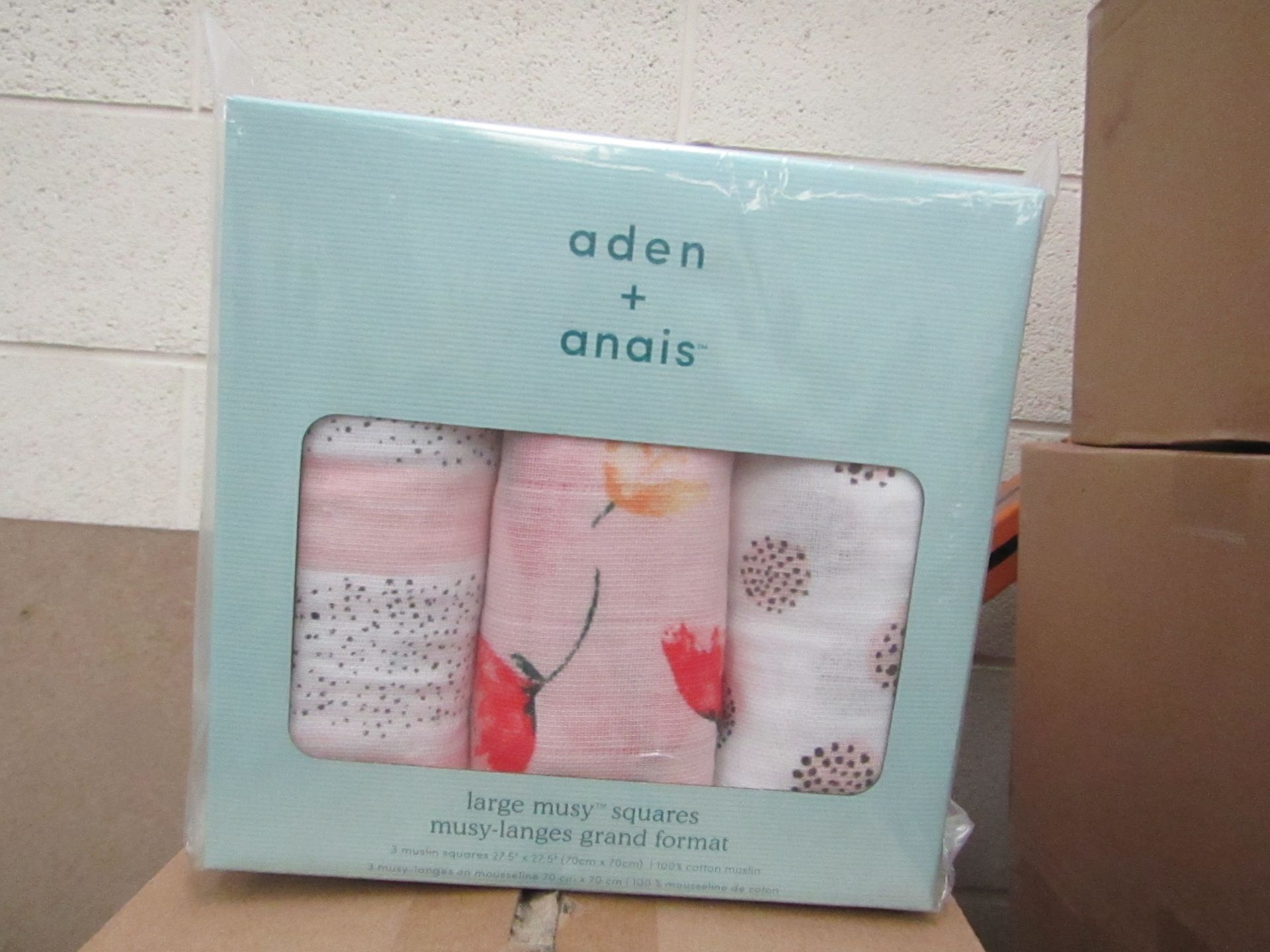 Aden + Anais - pack of 3 Muslin Squares (Girls) - New & Boxed.