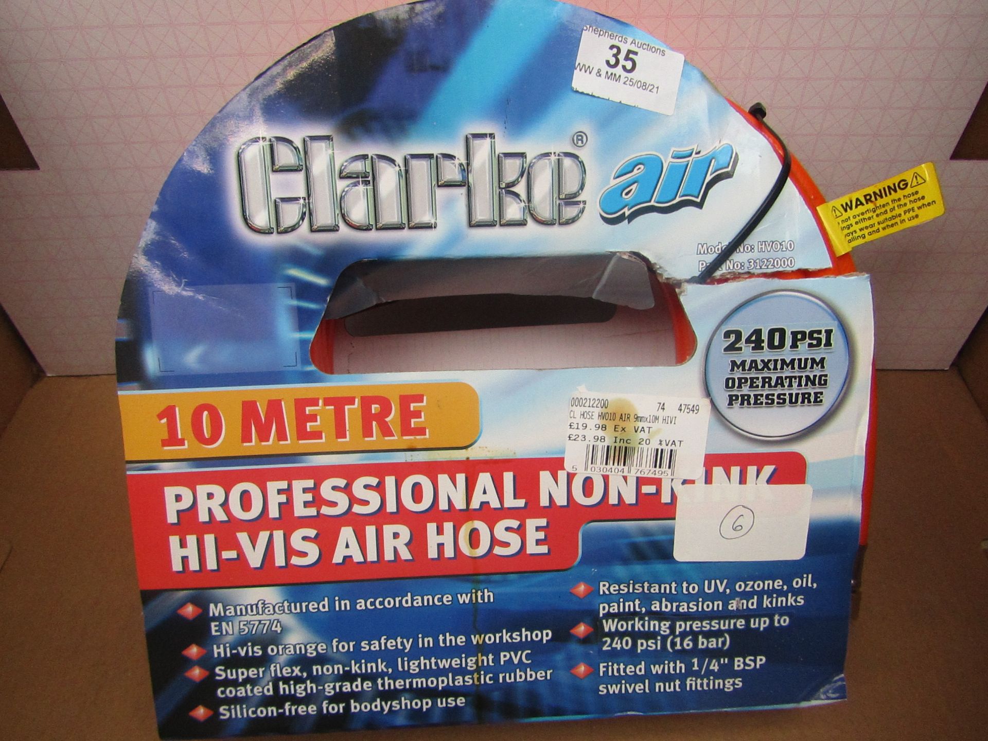 1x CL HOSE HV010 AIR 9MMX10M HIVI, This lot is a Machine Mart product which is raw and completely