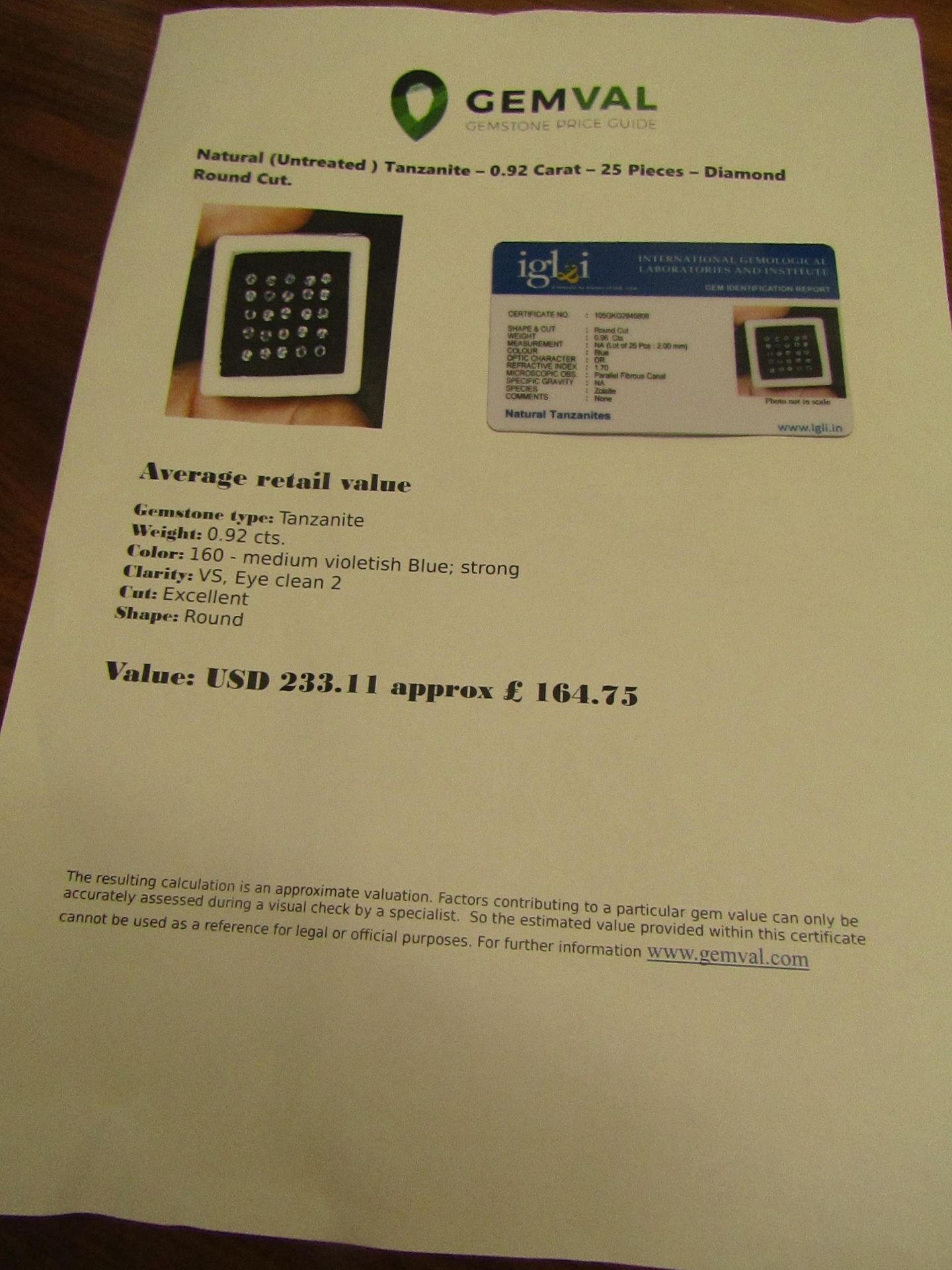 Natural (Untreated ) Tanzanite – 0.92 Carat – 25 Pieces – Diamond Round Cut. Average retail value £ - Image 2 of 2