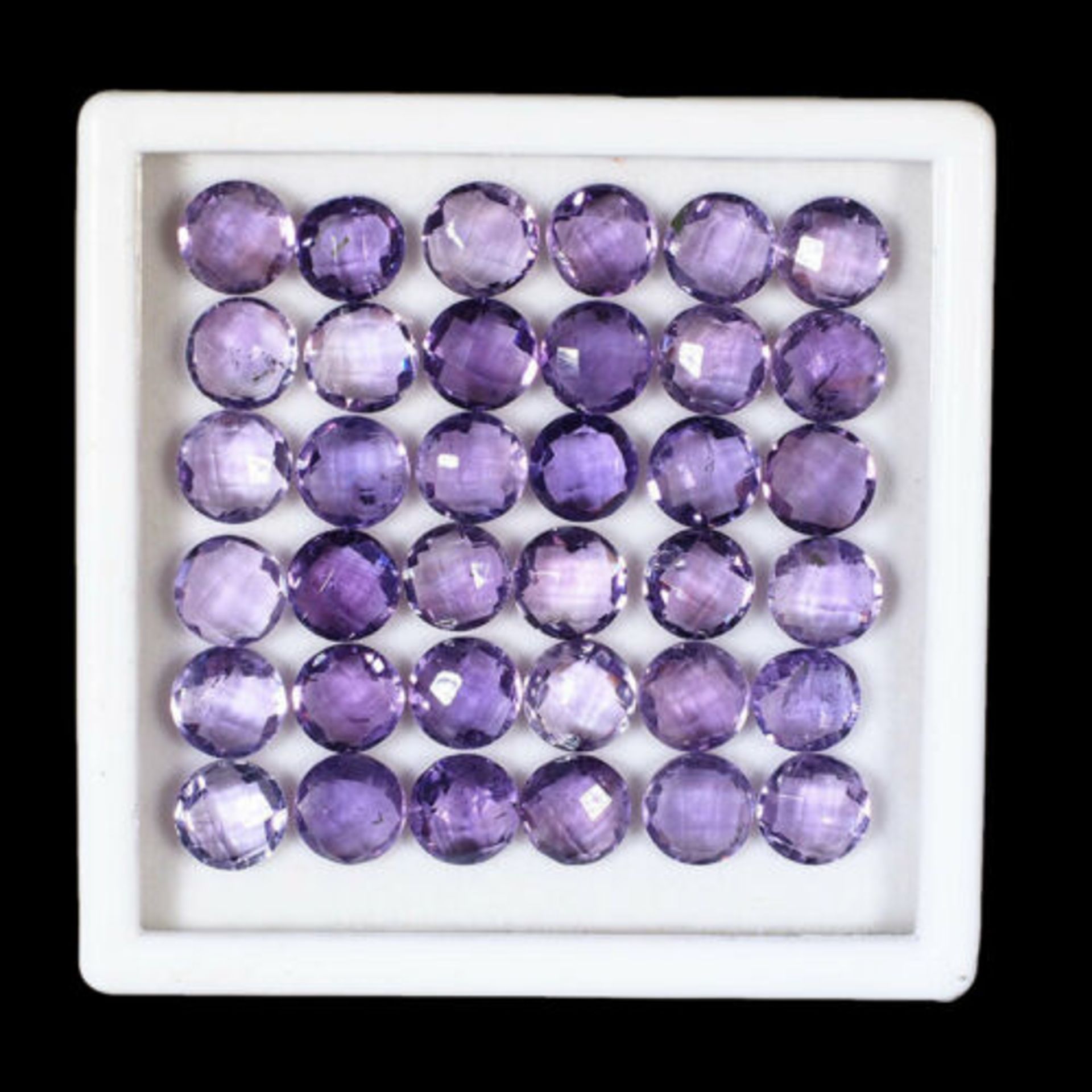 Natural (Untreated ) Brazilian Amethyst – 61.10 Carat – 36 Pieces – Checker board Oval Cut.