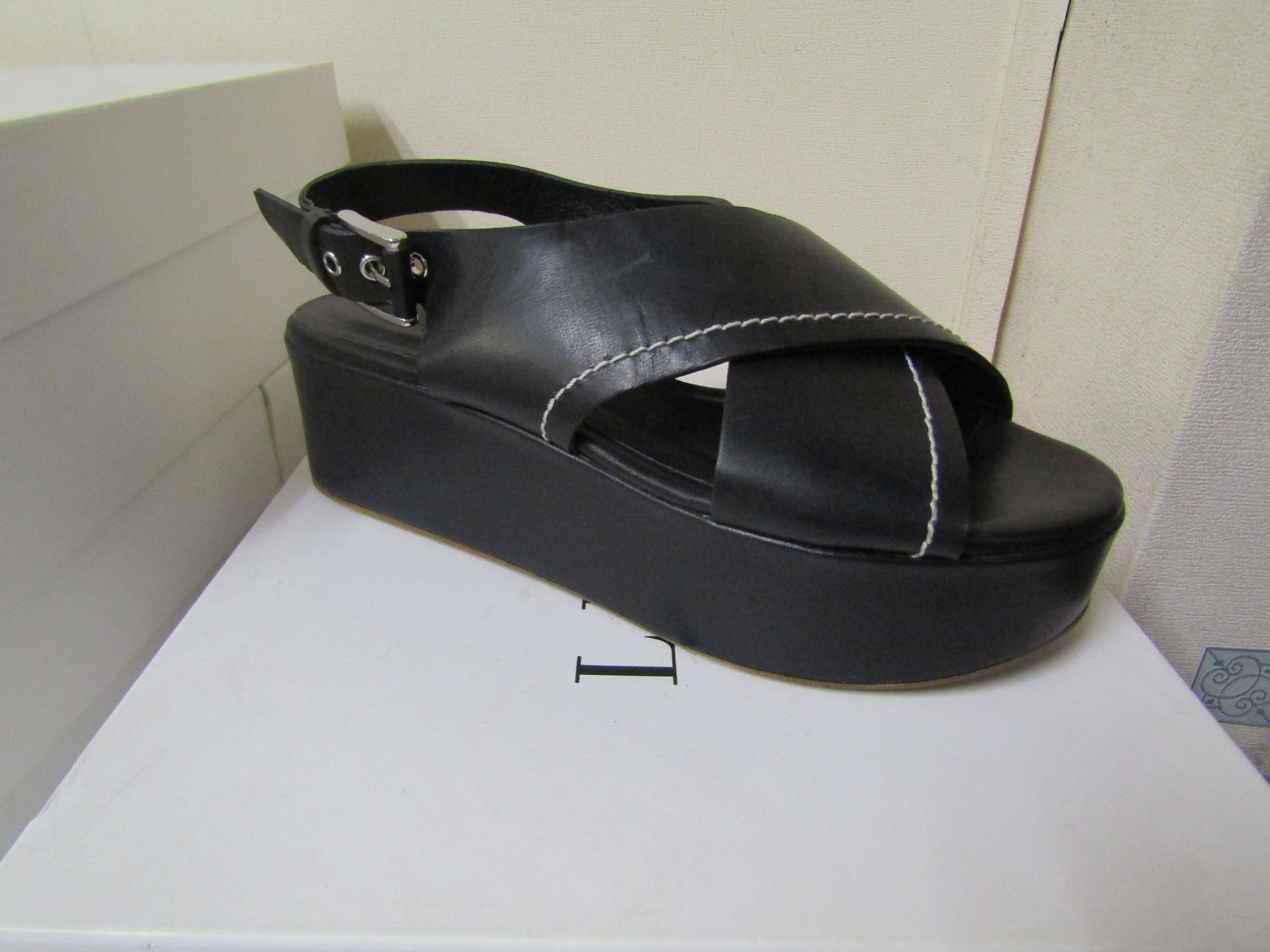 L K Bennett London Sima Black Veg Leather Shoes size 41 RRP £250 new & boxed see image for design