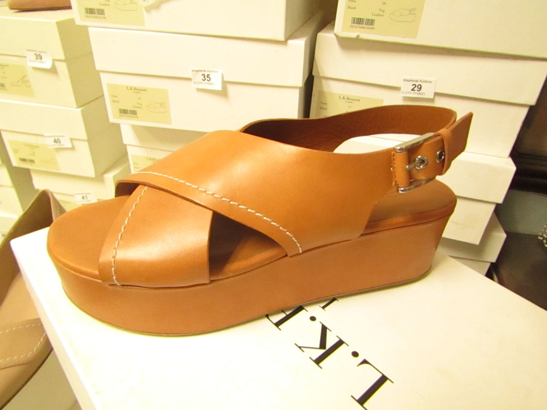 L K Bennett London Sima Tan Veg Leather Shoes size 40 RRP £250 new & boxed see image for design