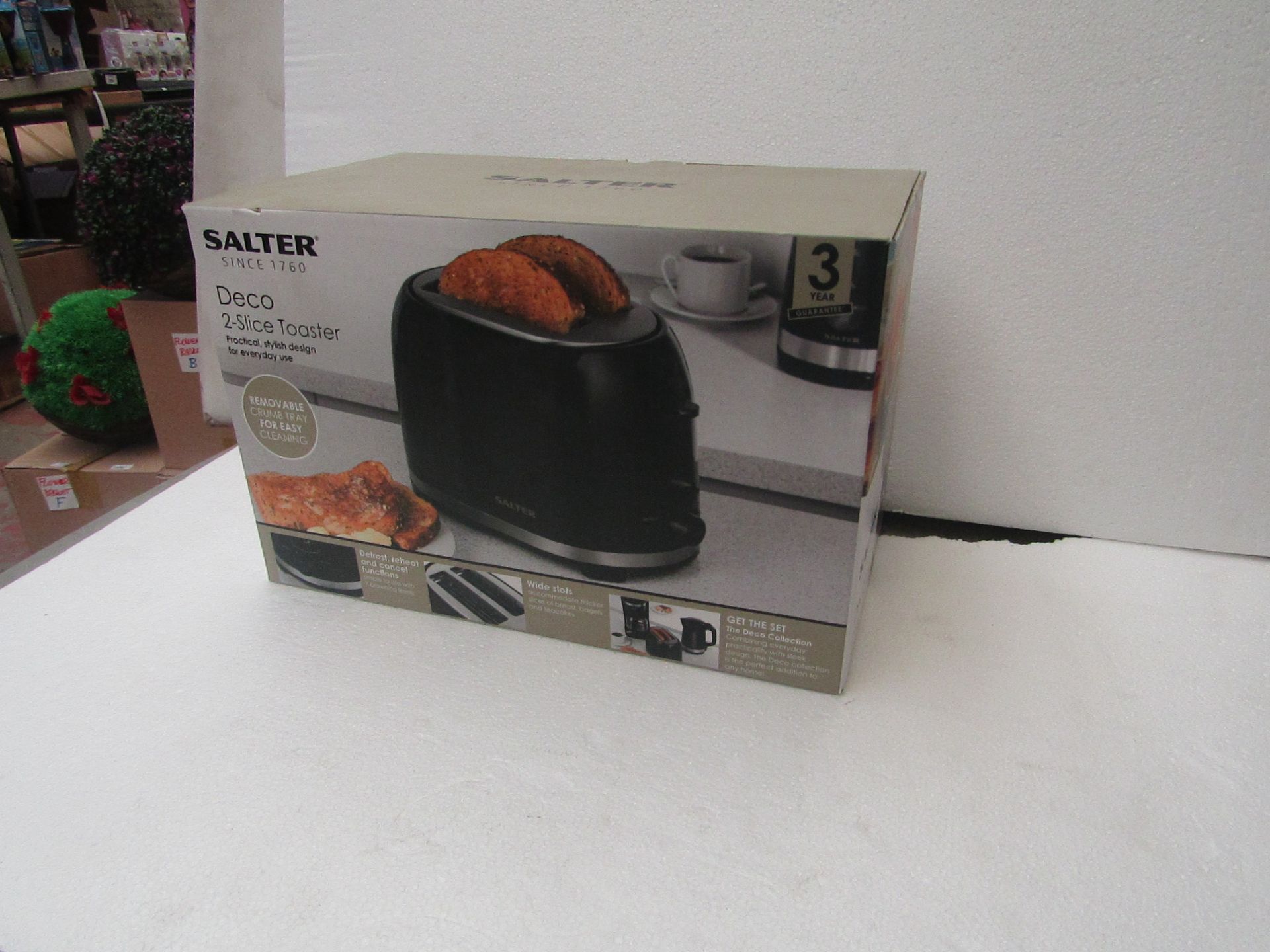 Salter Deco 2 Slice Toaster With Removable Crumb Tray - Refurbished & Boxed - RRP £19.99.