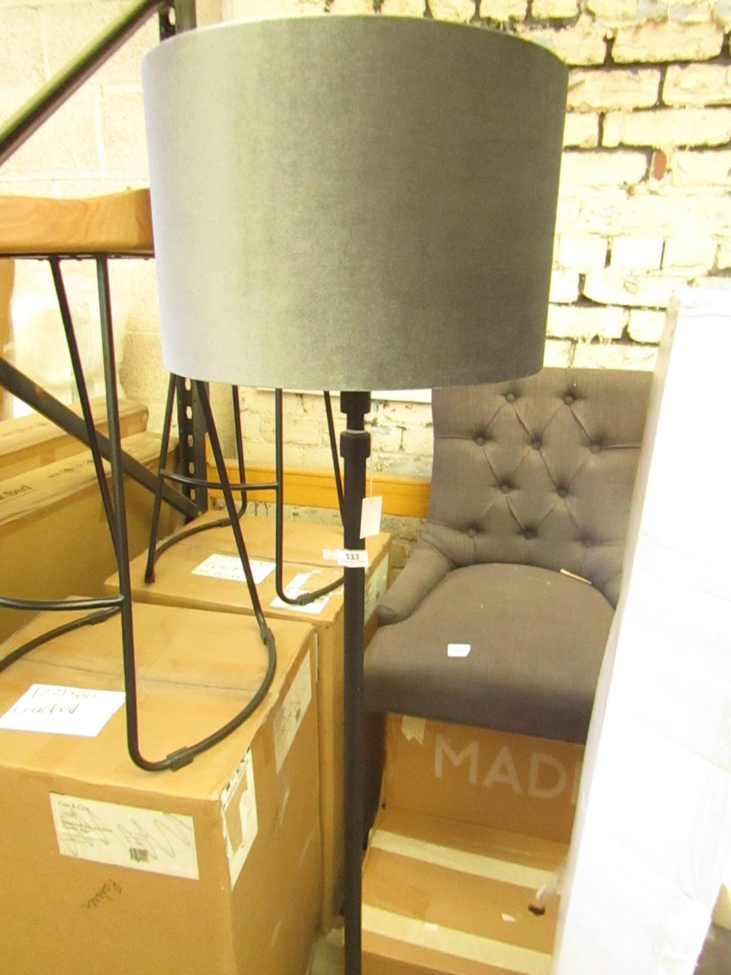 | 1X | COX & COX NAVY AND BLACK FLOOR LAMP, UNCHECKED AND BOXED | RRP £250 |