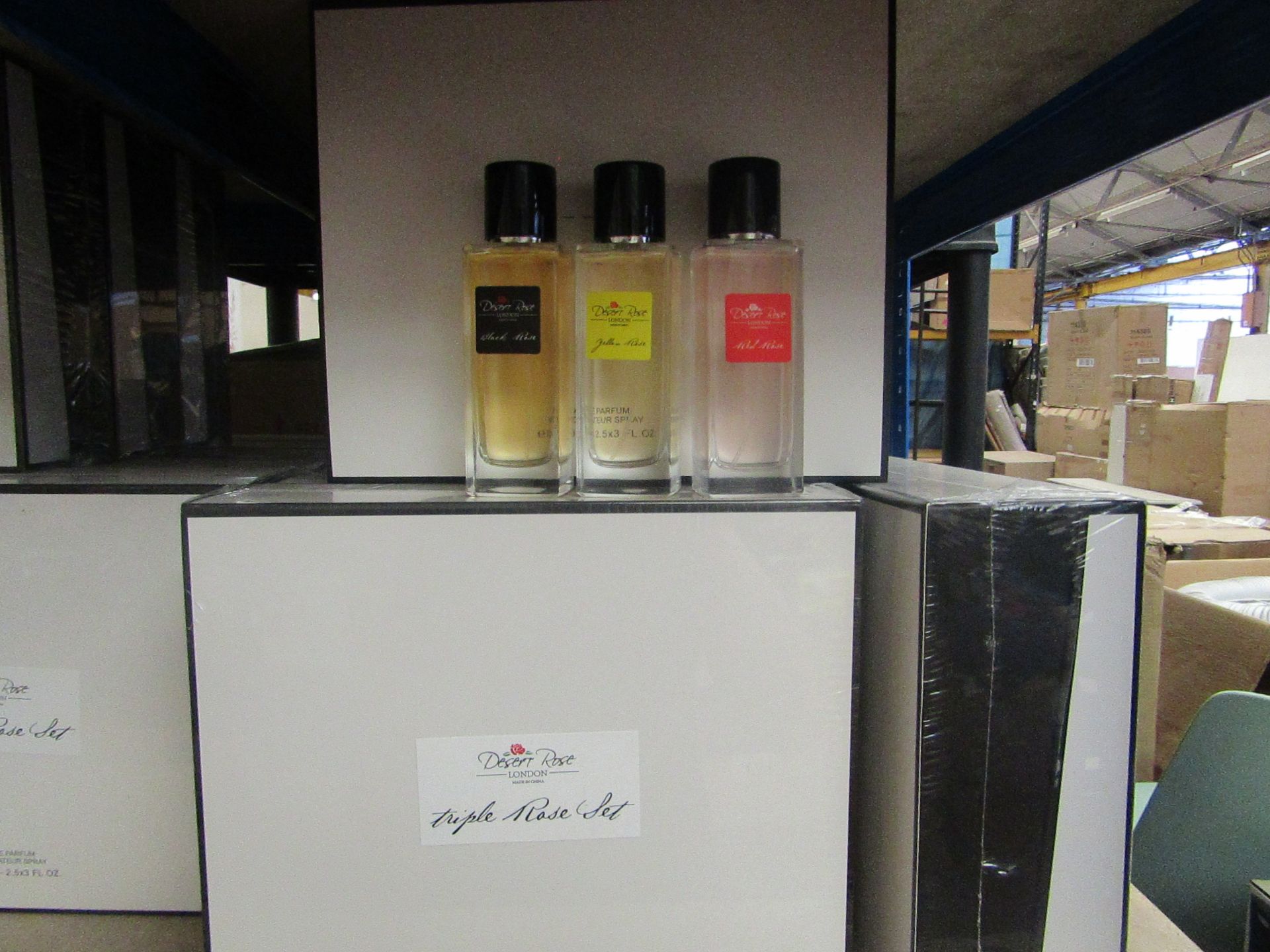 Desert Rose London - Triple Rose Eau De Parfum Vaporisateur Spray (3x 75ml) - New & Boxed. - Image 2 of 2
