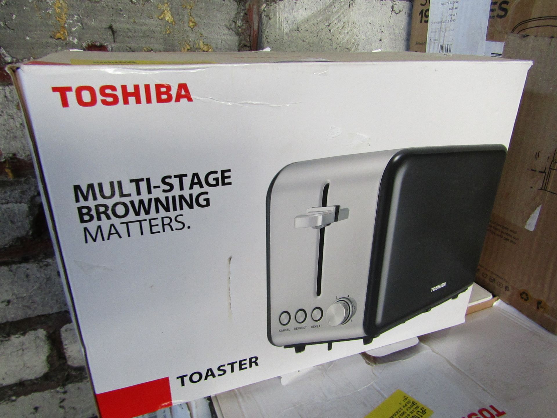 | 5X | TOSHIBA 2-SLICE STAINLESS STEEL TOASTER | UNCHECKED & BOXED | NO ONLINE RESALE | RRP £25 |