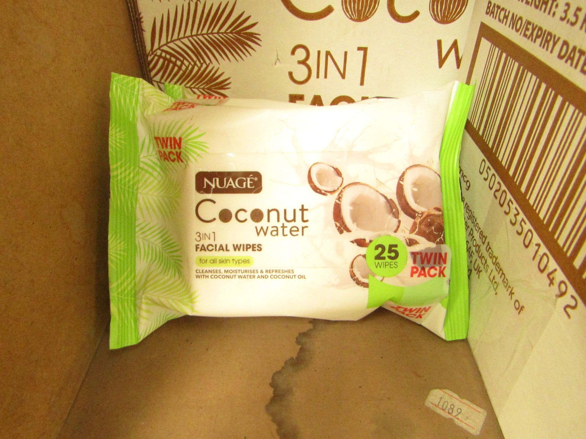 4x Nuage - 3-in-1 Coconut Water Facial Wipes (25 Wipes) - New & Packaged.