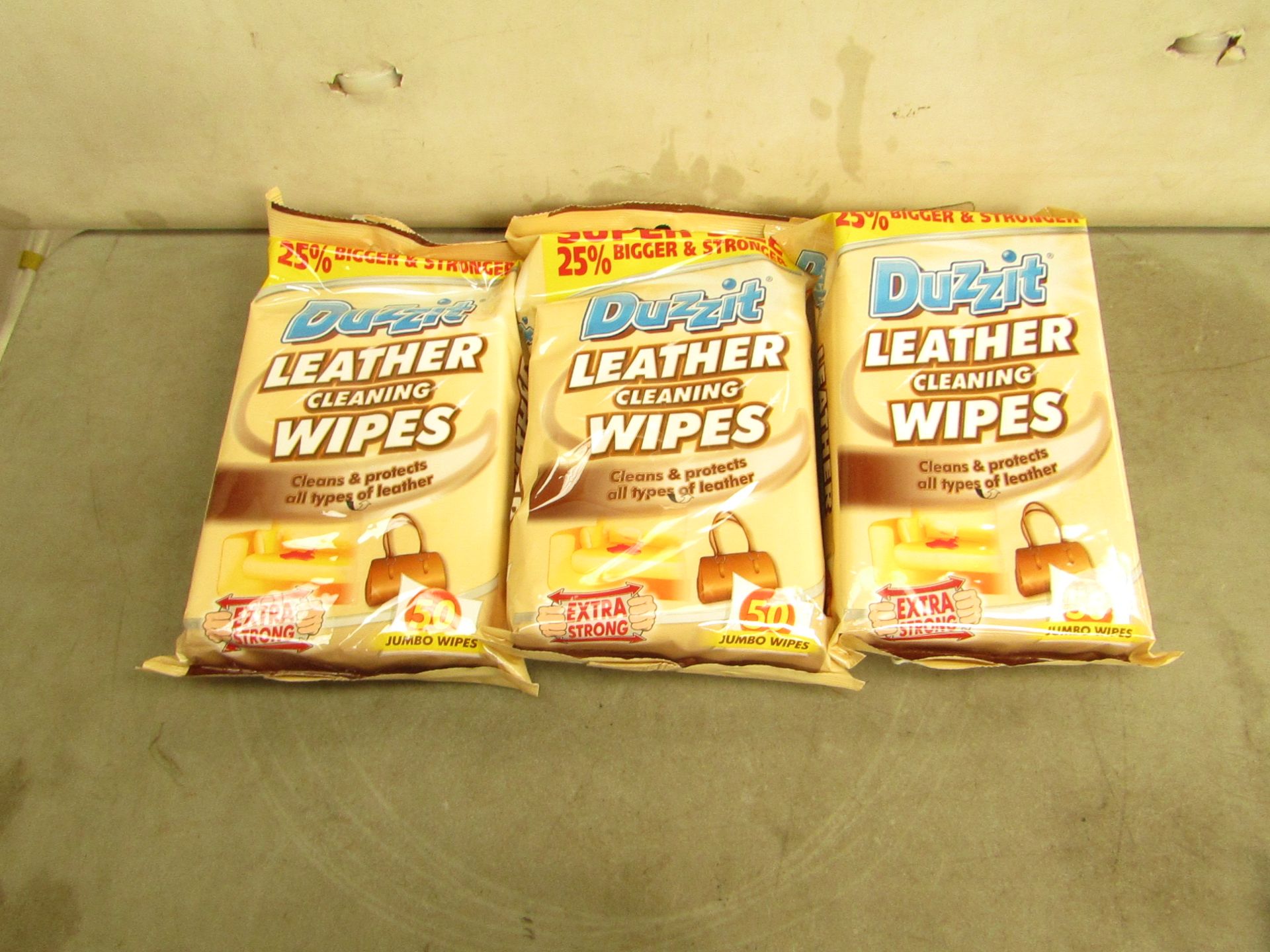3 Packs of 50 Duzzit Leather Cleaning Wipes - New & Packaged.