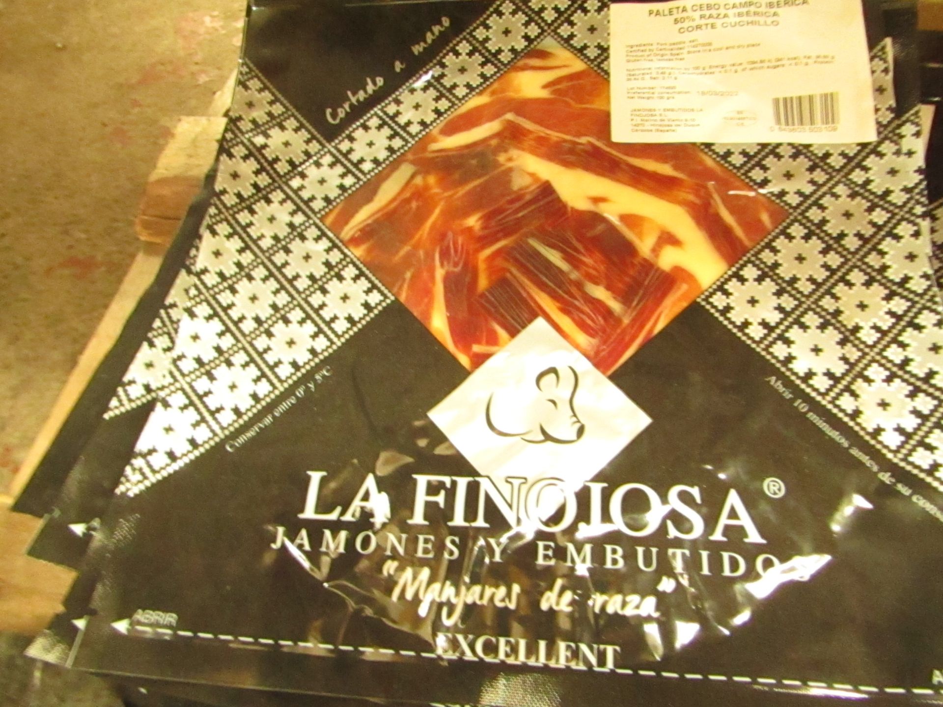 10 X 100G PACKETS LA FINOJOSA lOMITO BELLOTA 100% IBERICO BB 13.3.22 RRP £10 PER PACKET IBERICO DE