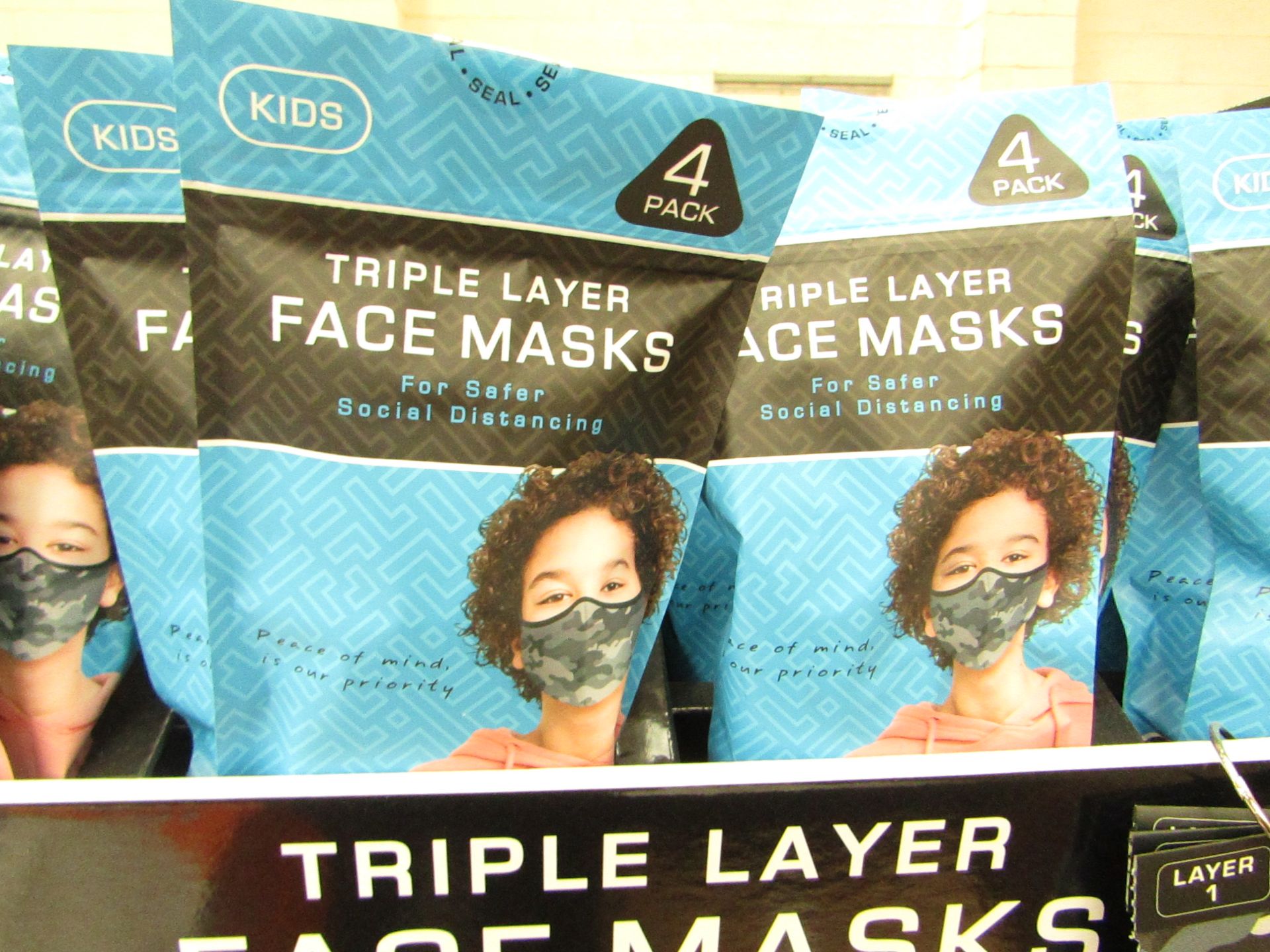 4x Packs of 4 Social Lab High quality Washable / Breathable Kids face masks - (Boys) - New &