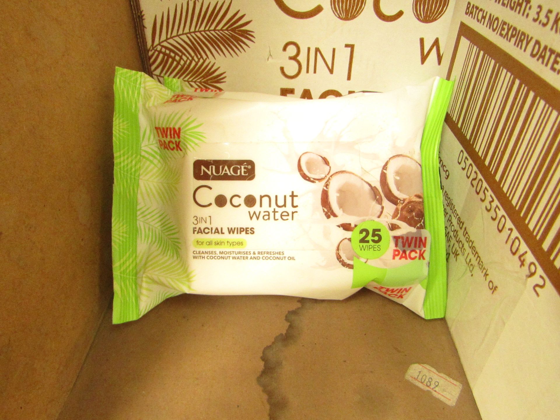 4x Nuage - 3-in-1 Coconut Water Facial Wipes (25 Wipes) - New & Packaged.