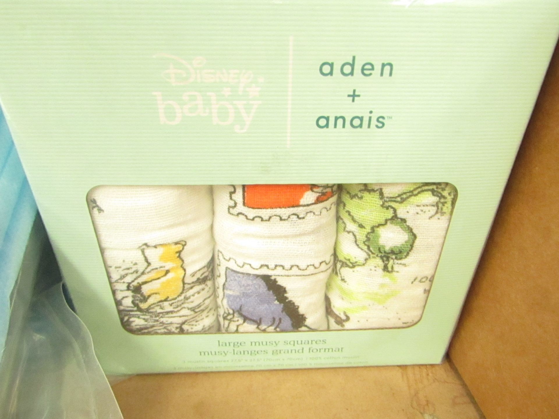 2x Aden + Anais - Disney Baby 3 Piece Set of Large Musy Squares - Unused & Boxed.