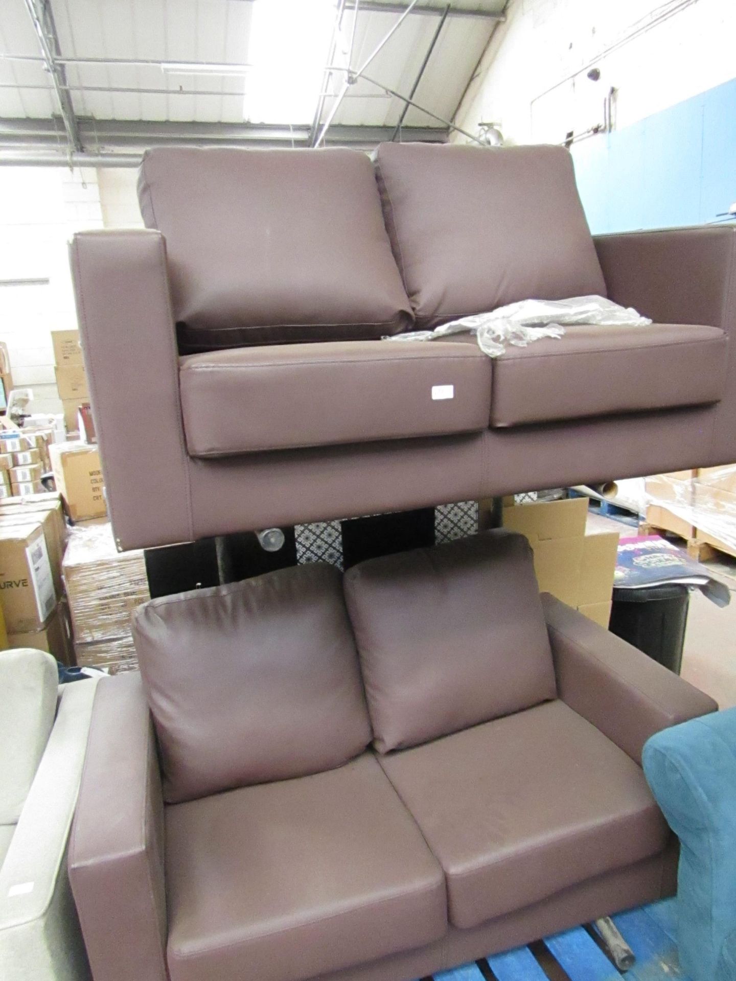 | 2X | LOFT ISABELLA 2 SEATER LEATHER SOFA | BOTH HAVED DAMAGE, ONE ON THE LEFT SIDE AND OTHER ON