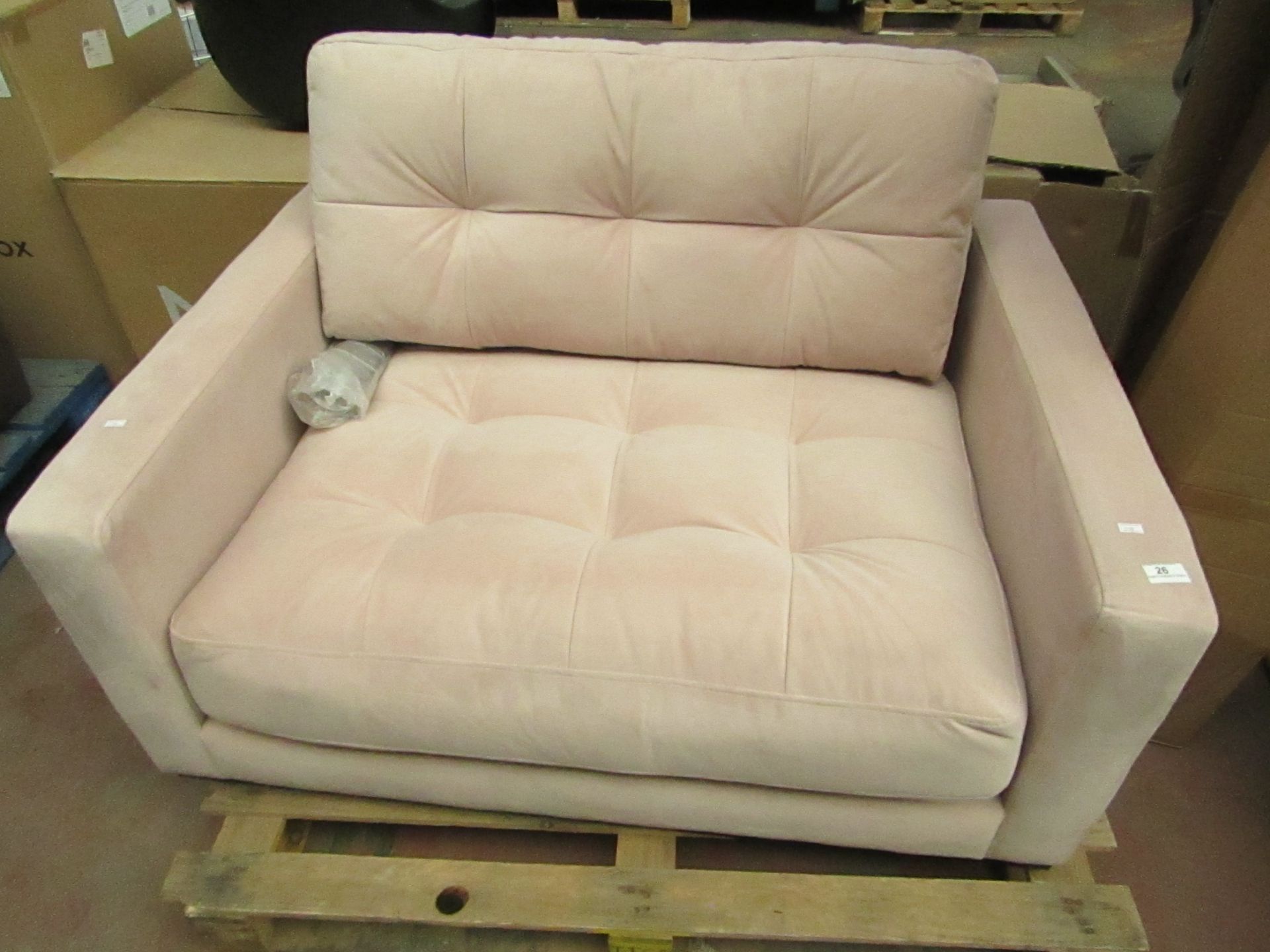 | 1X | SWOON PINK VELVET SMALL LOVE SEAT | NO MAJOR DAMAGE | RRP £1049 |