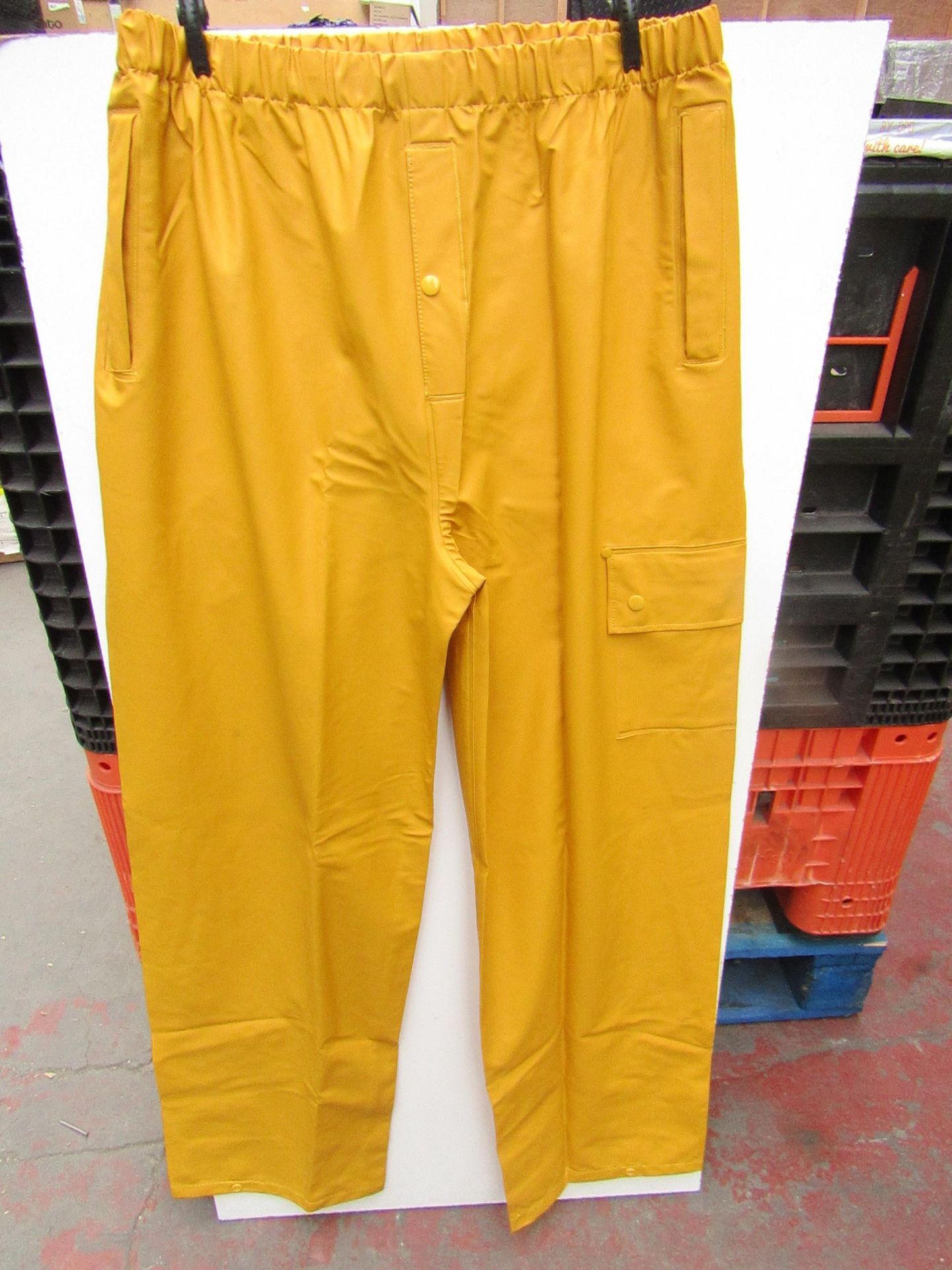 PVC Work Trousers - Light Yellow Mustard - Size 2XL - Unused & Packaged.