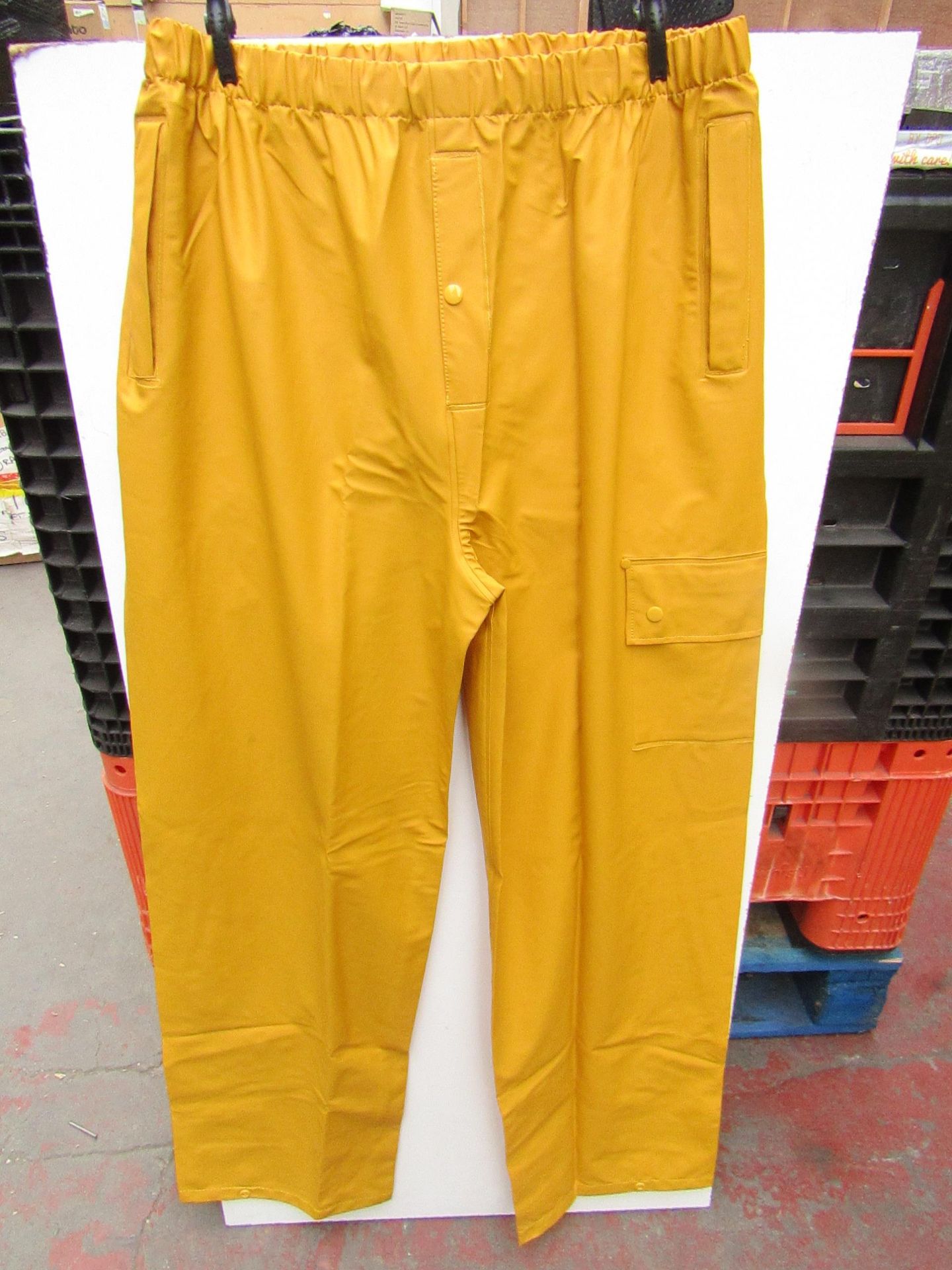 PVC Work Trousers - Light Yellow Mustard - Size XL - Unused & Packaged.