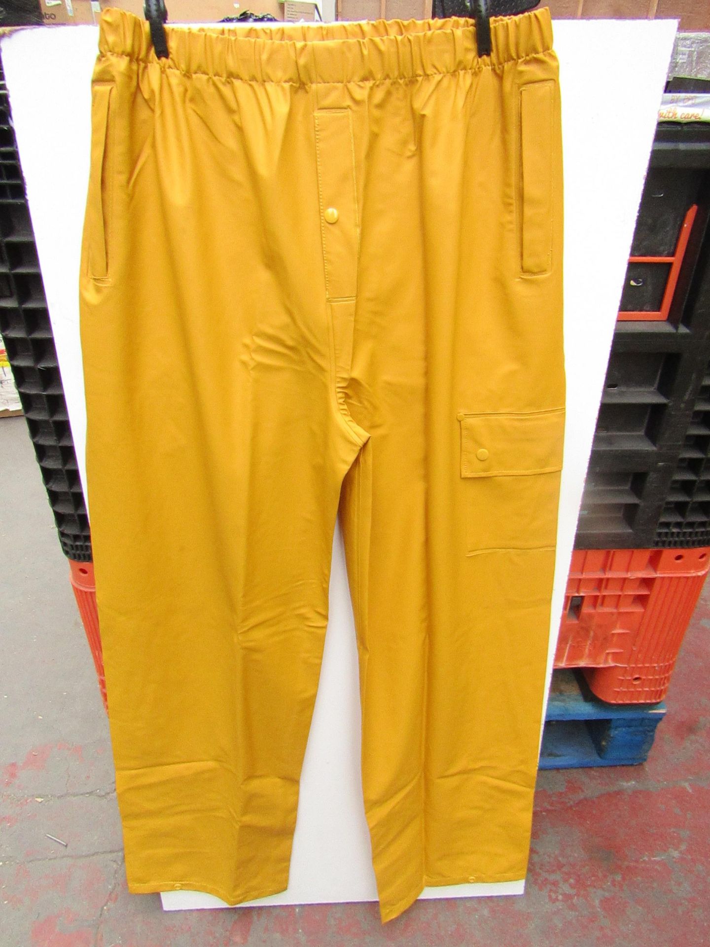 PVC Work Trousers - Light Yellow Mustard - Size XL - Unused & Packaged.