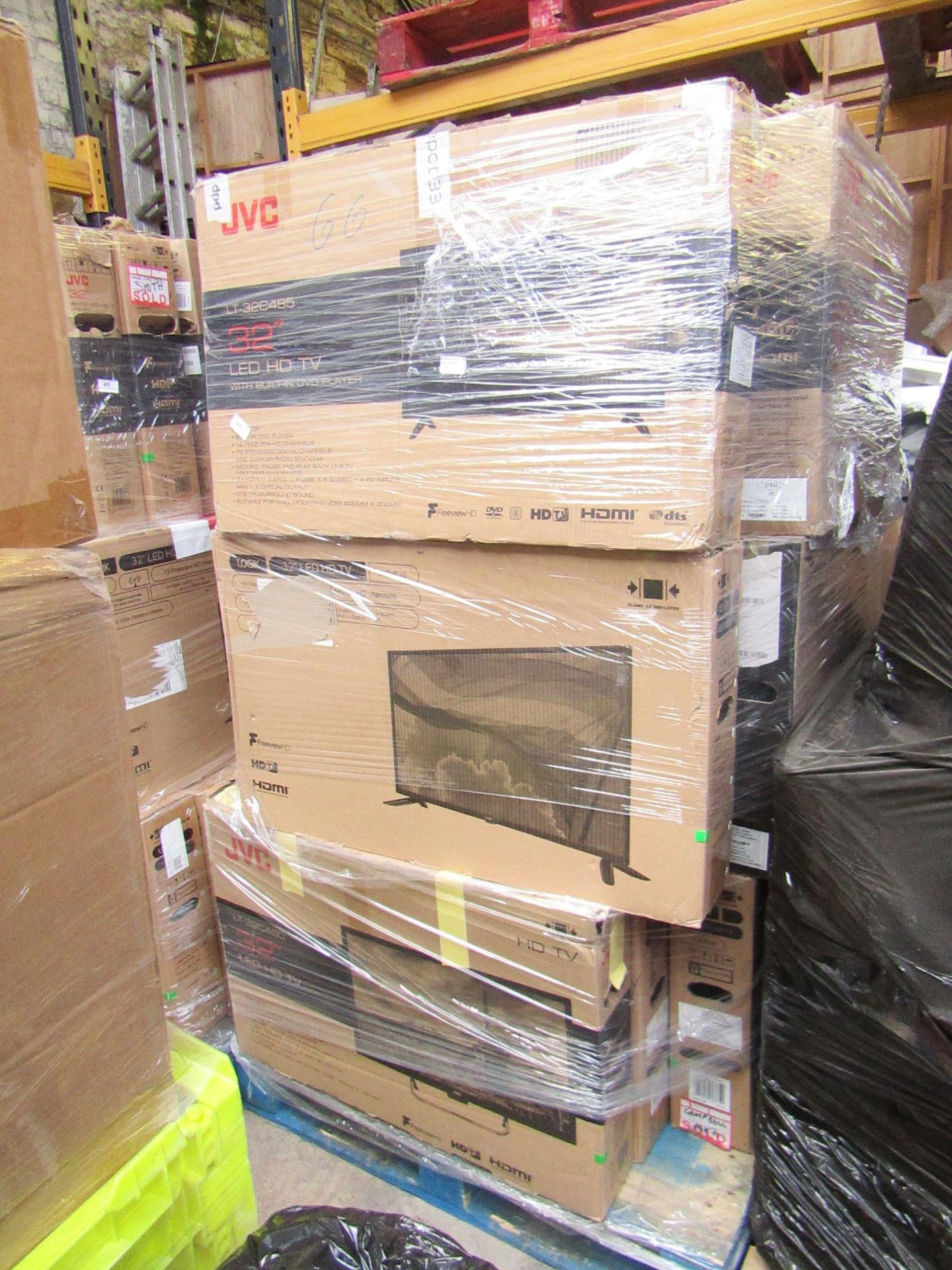 1X PALLET OF 31 CUSTOMER RETURN TVS | PLEASE BE AWARE THERES NO GUARANTEE THAT ANY OF THESE TVS