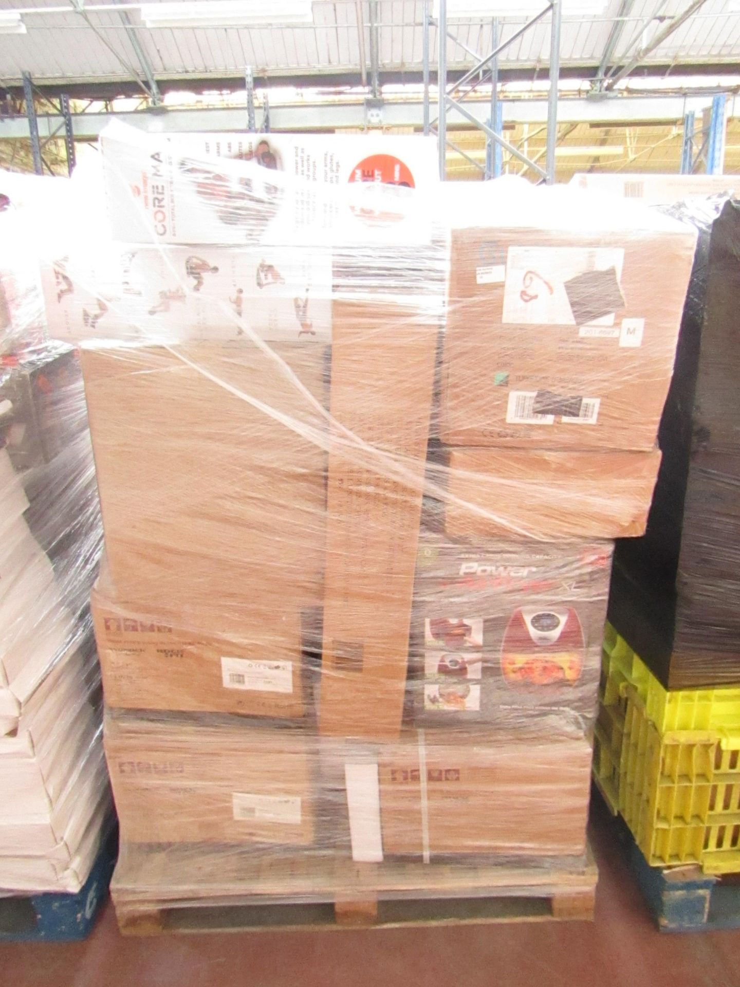 1X PALLET CONTAINING APPROX 15 HOME ELECTRICAL AND FITNESS ITEMS | THIS PALLET IS UNCHECKED AND