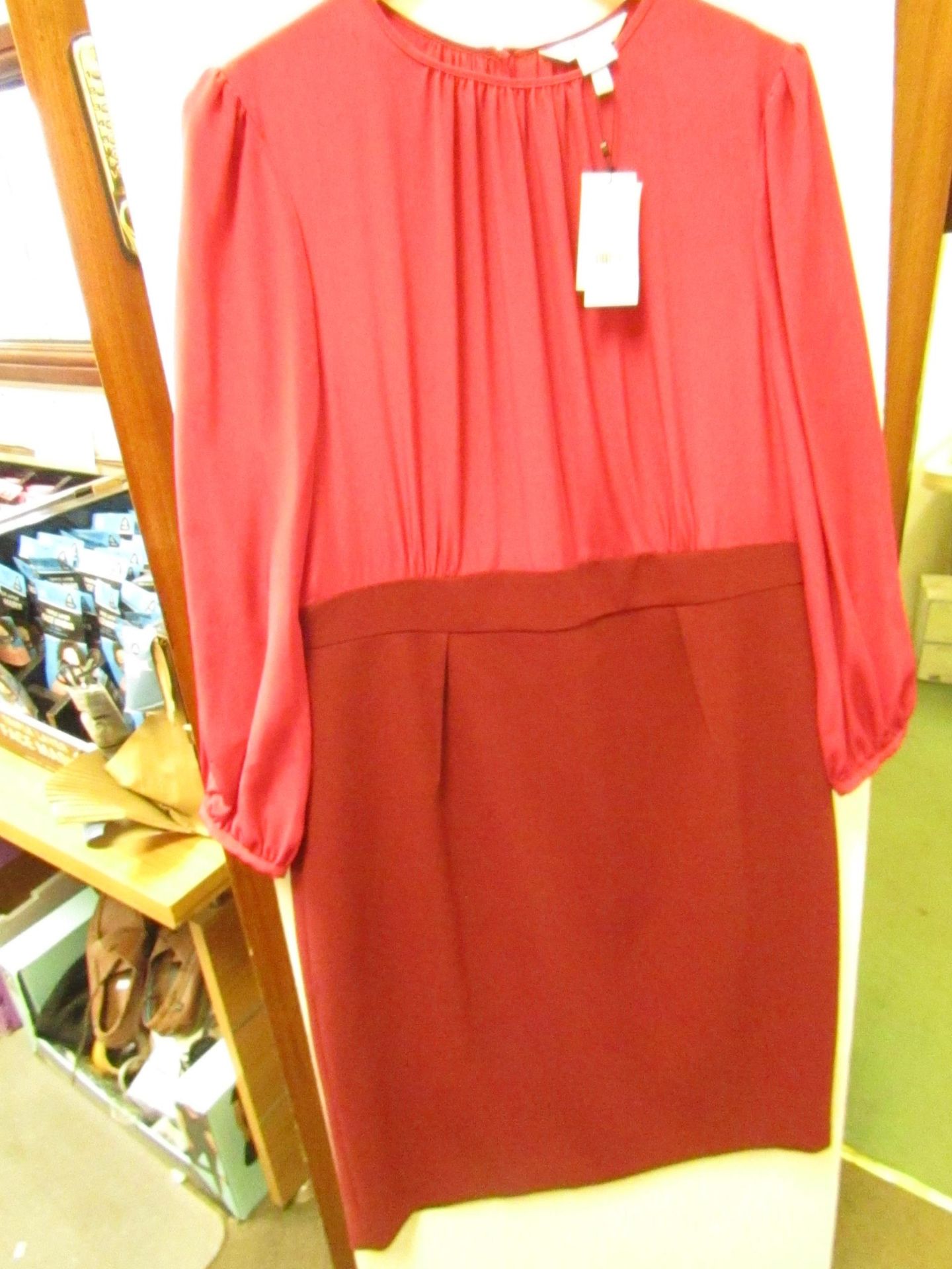 L K Bennett London Suzette Burgundy Dress size 18 RRP £325 new with tag see image for design