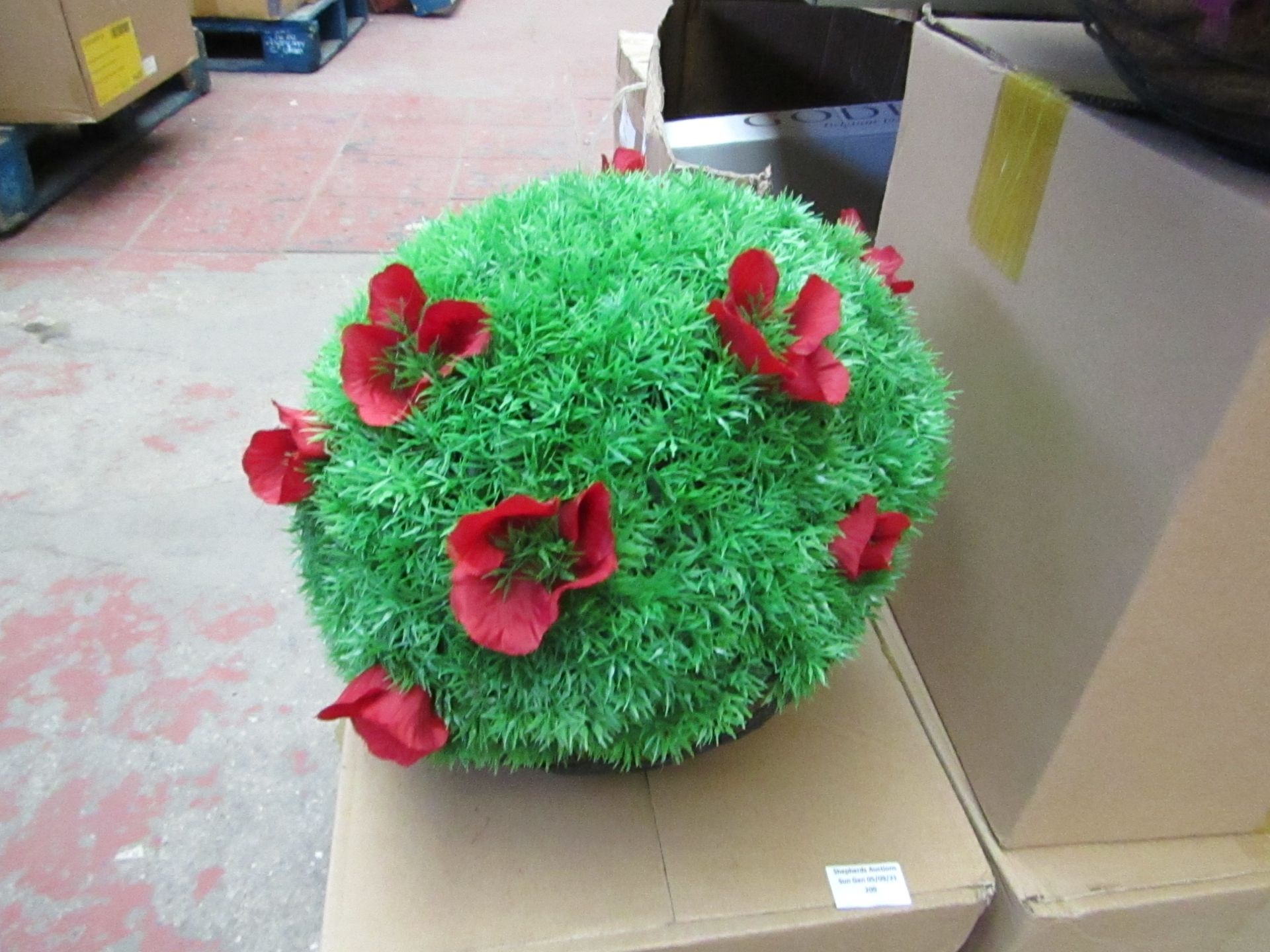 Flower Topiary Garden Ball 12" - Unused & Boxed. - Please See See Image For Design.